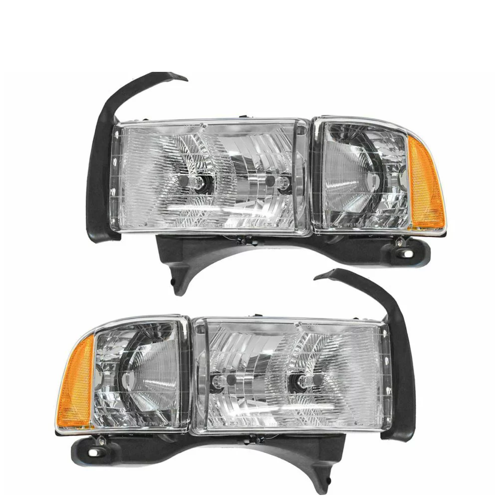 Geelife Headlights Headlamps w/ Corner Light Pair Set For 1999-2002 Dodge Sport Truck