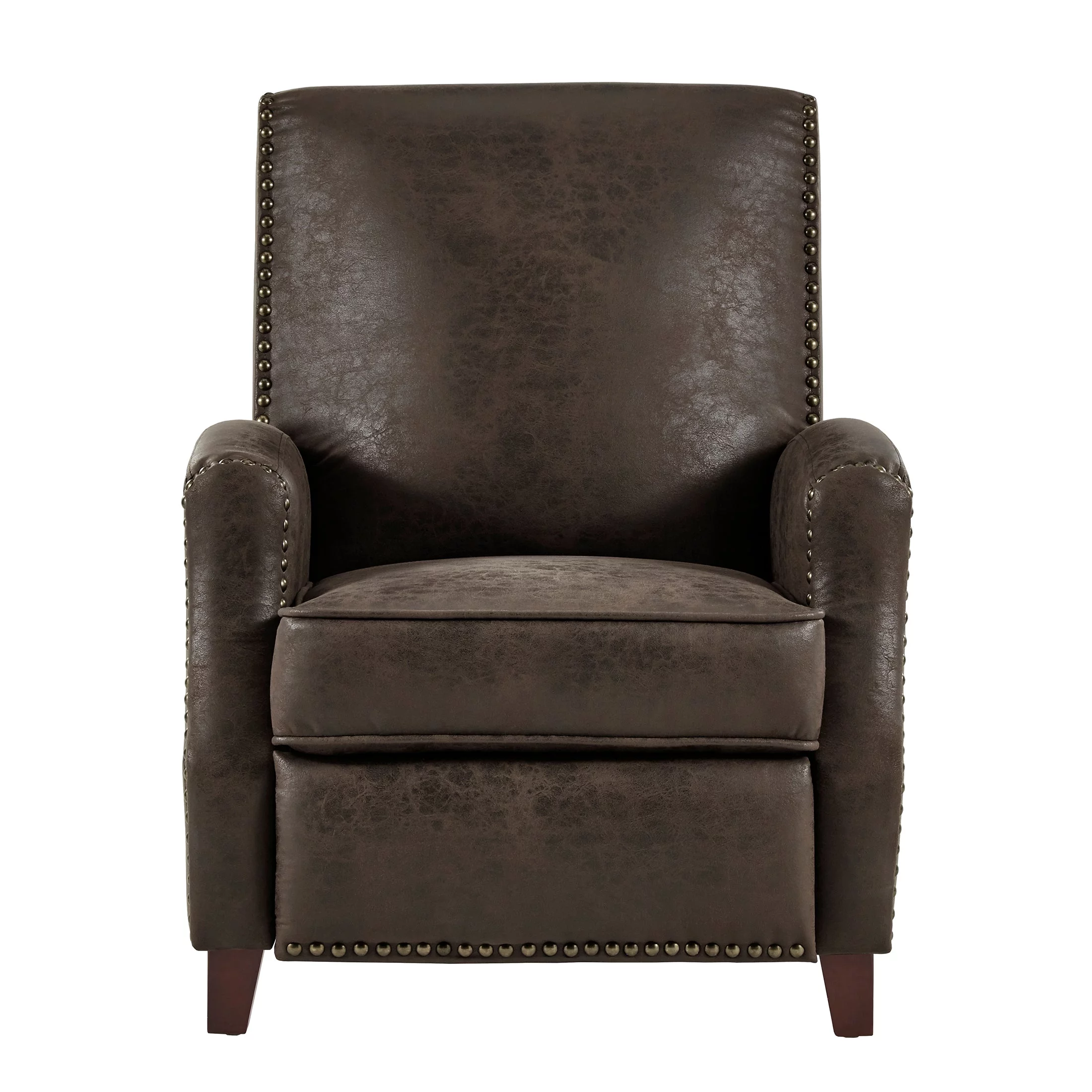 OakvillePark Perry Polished Microfiber Upholstered Push Back Reclining Chair, Brown