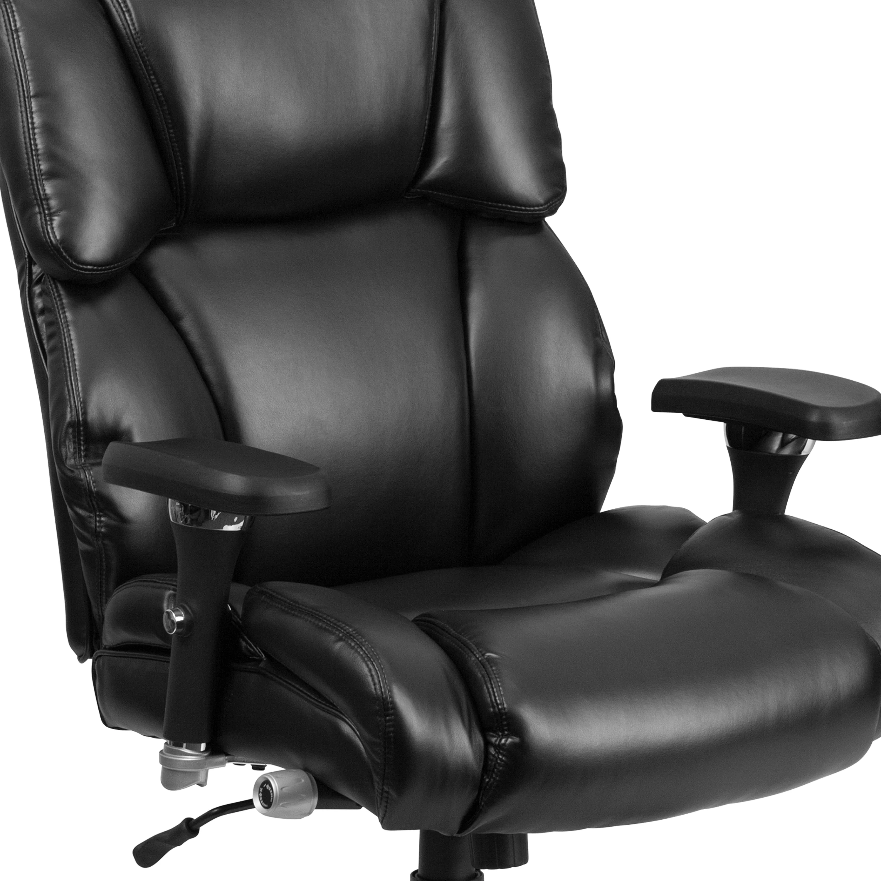 Emma + Oliver 24/7 400 lb. High Back Black LeatherSoft Ergonomic Office Chair, Lumbar Knob