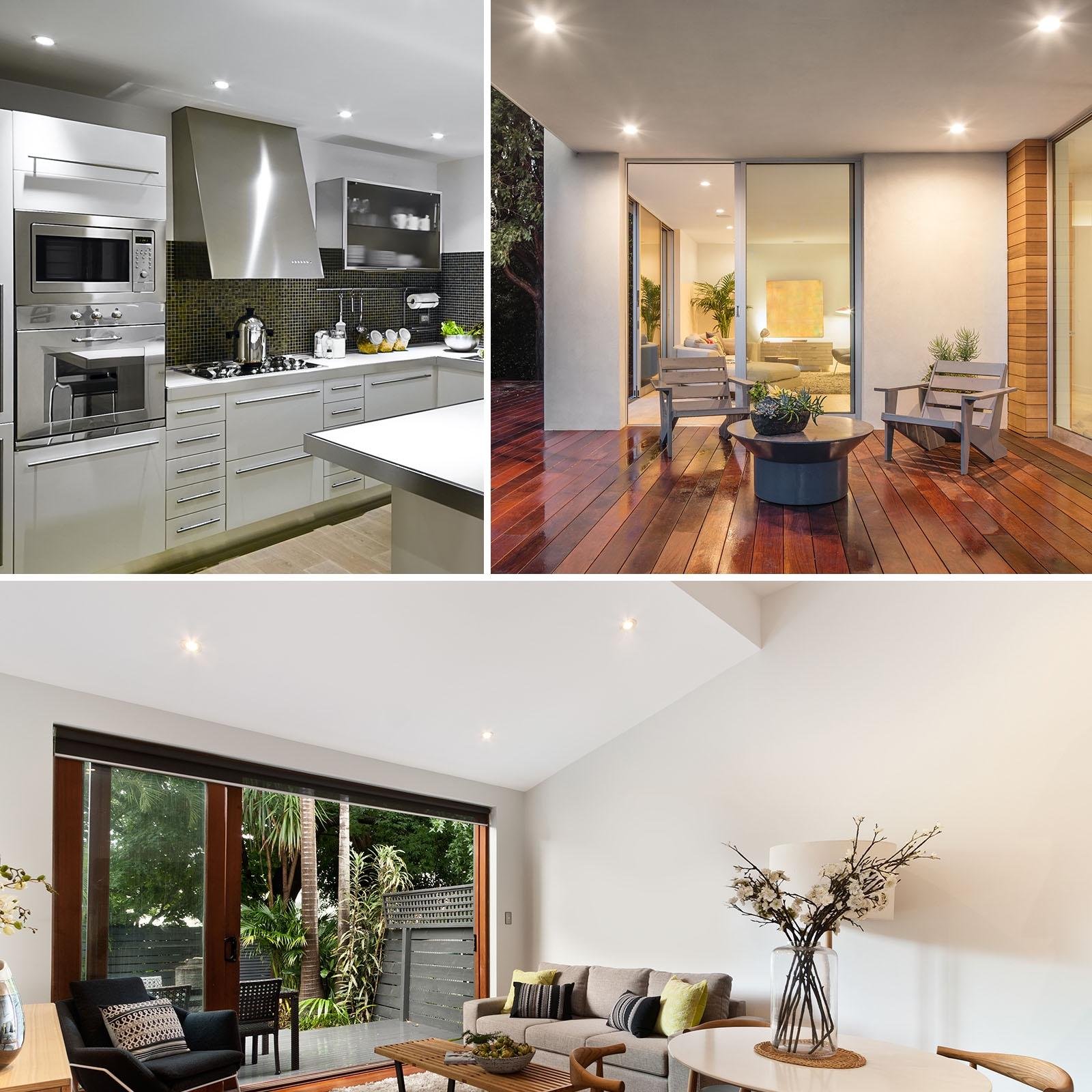 Luxrite 5 Inch LED Flush Mount Ceiling Light, 10W 600LM, 5CCT Selectable 2700K-5000K, Dimmable, Wet Rated, ETL 4-Pack