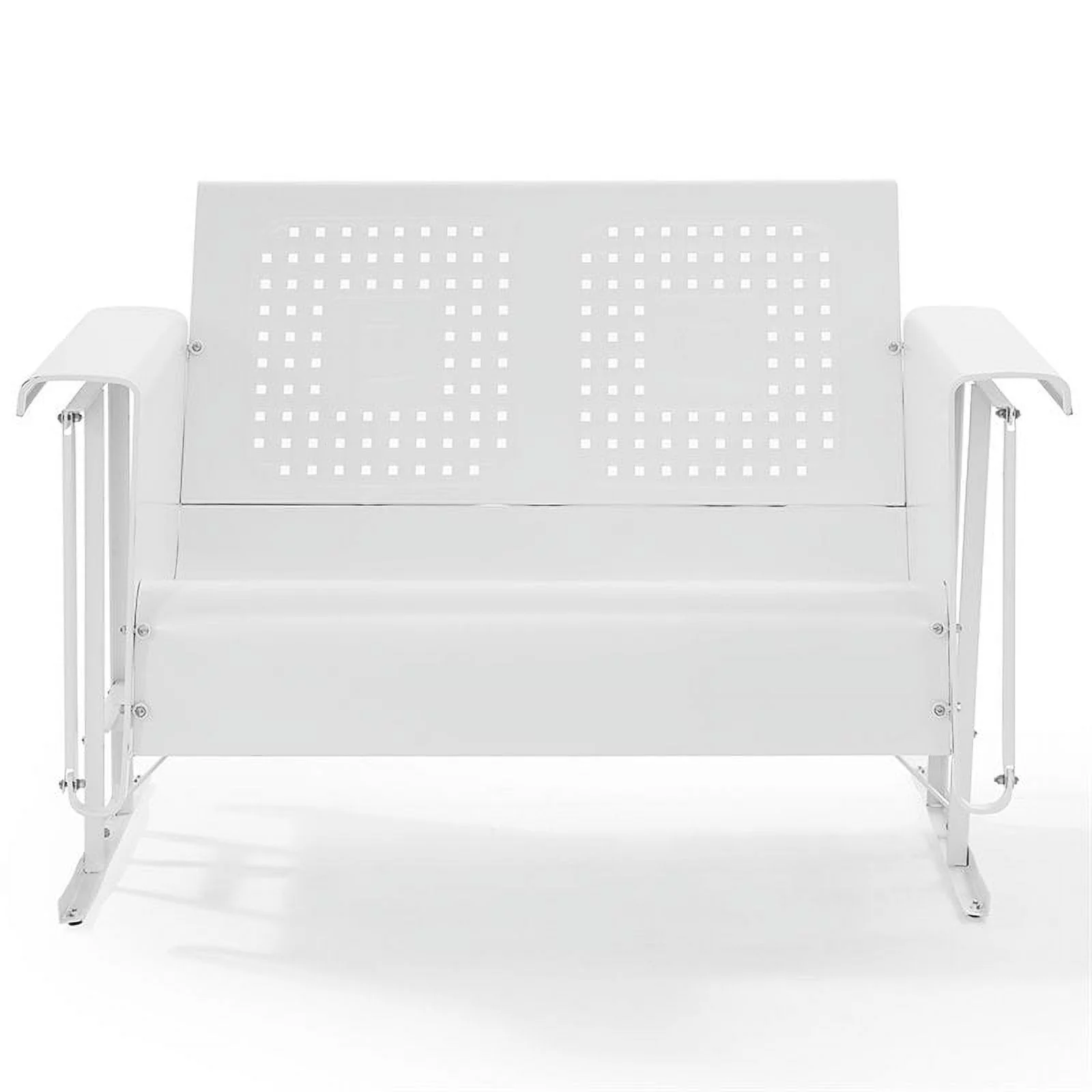 Afuera Living Metal Gliding Patio Loveseat w/ Rocking Mechanism in White