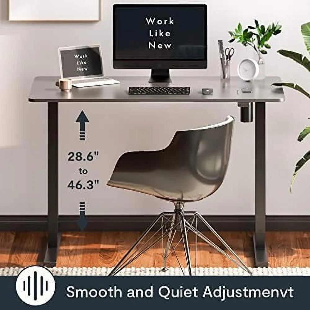 SQRTYR Standing Desk Height Adjustable Desk Electric Sit Stand Desk Home Office Table (55x28 Black+Maple 2 Packages)