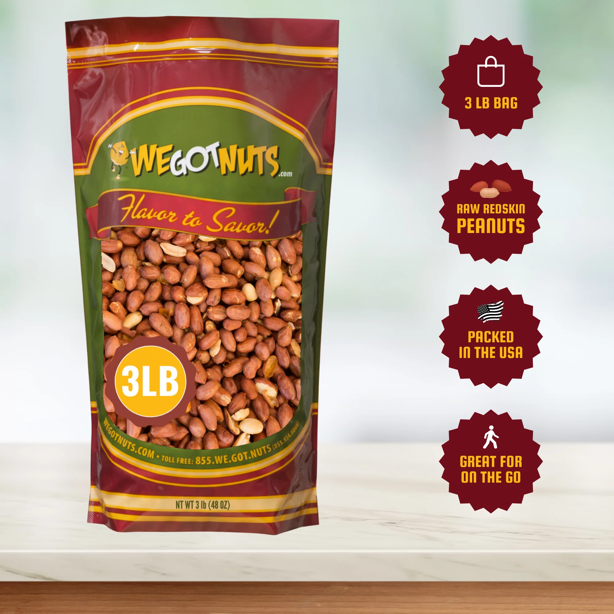 We Got Nuts Raw Unsalted Redskin Peanuts, 3 lbs