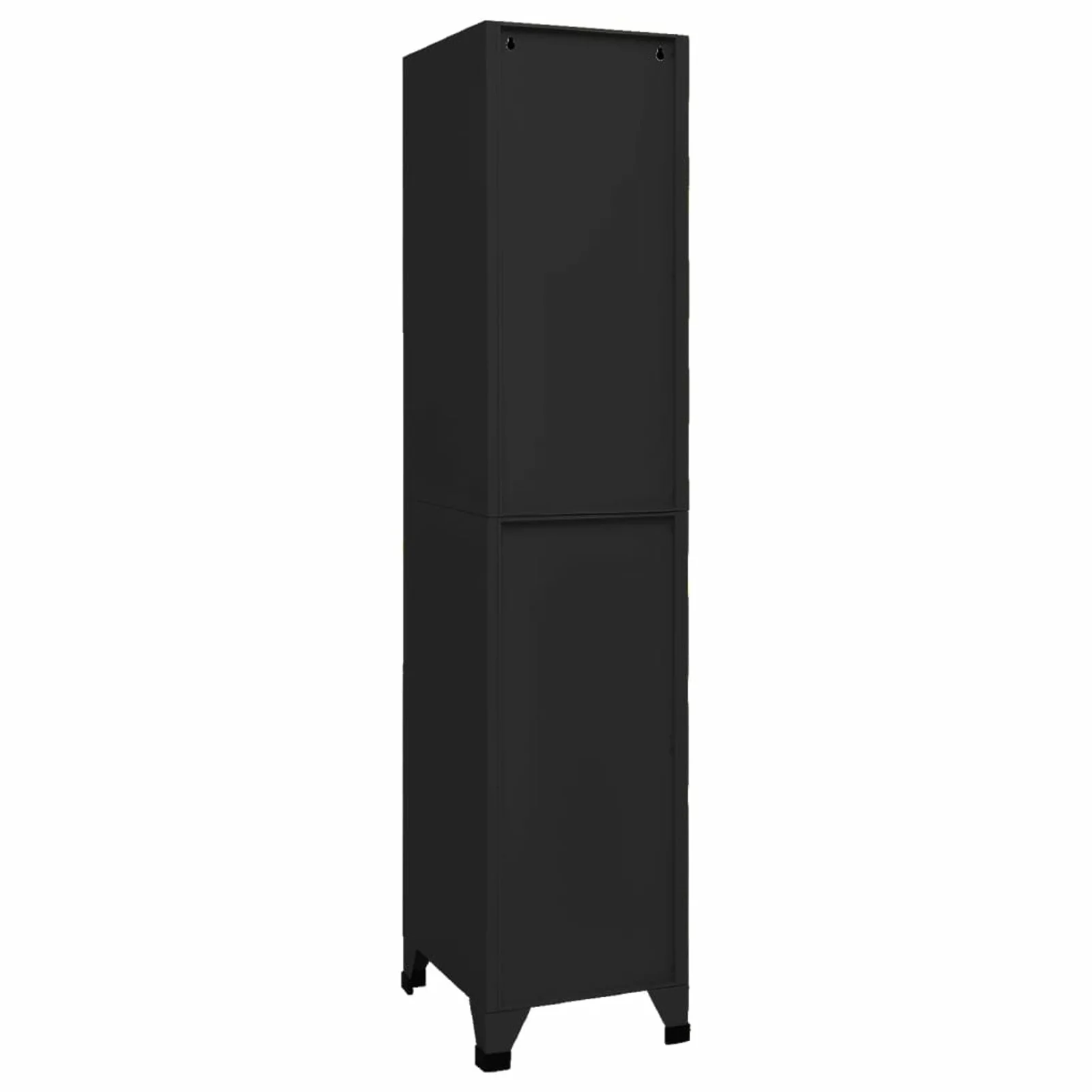 Anself Locker Cabinet with Storage Compartments and Hanger Lockable Door Steel File Cabinet Black for Living Room, Bedroom, School, Home Office Furniture 15 x 17.7 x 70.9 Inches (W x D x H)