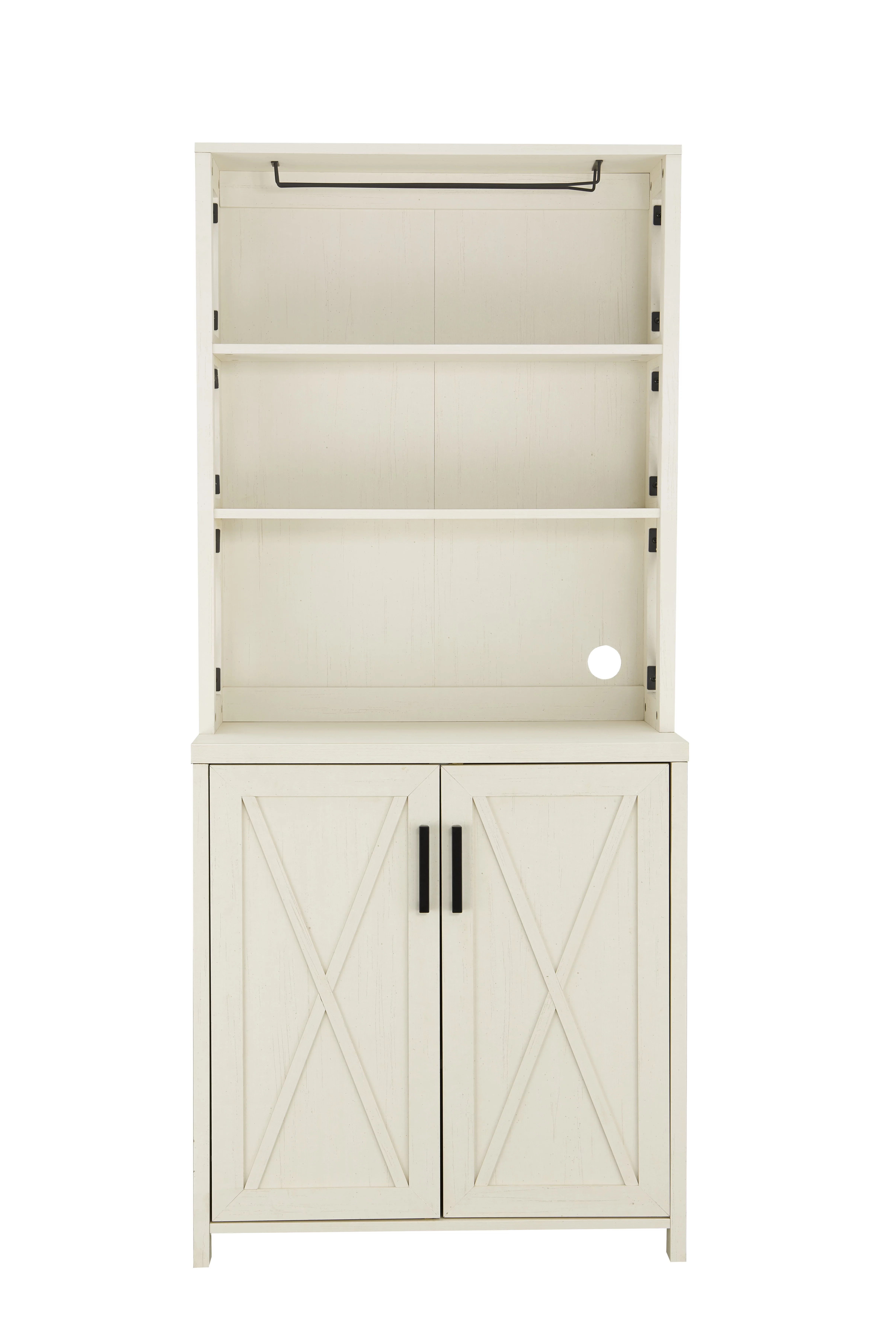 Home Source White Bar Cabinet with Black Accents