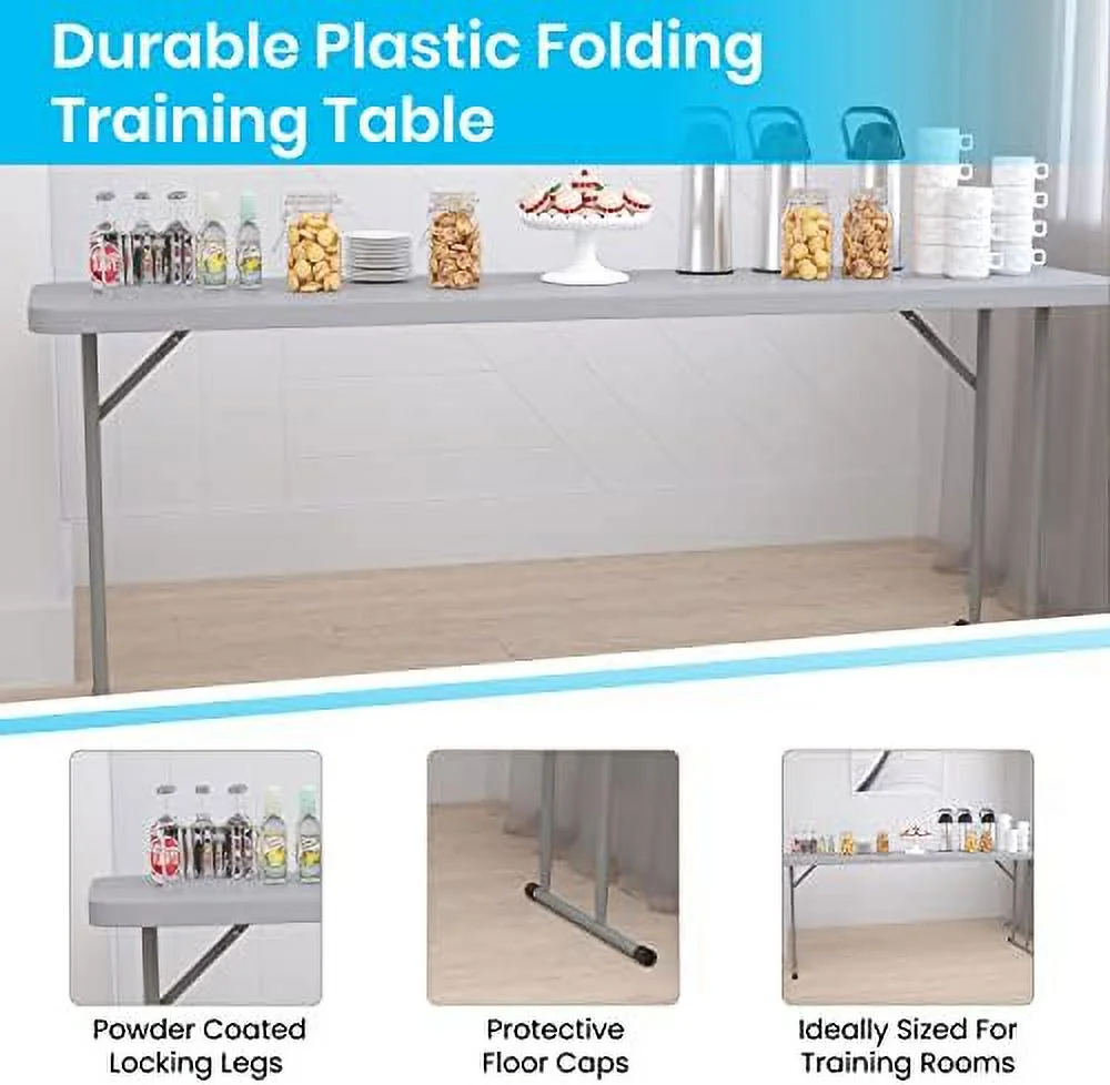 MQLIFEBOOM 6-Foot Black Plastic Folding Training Table