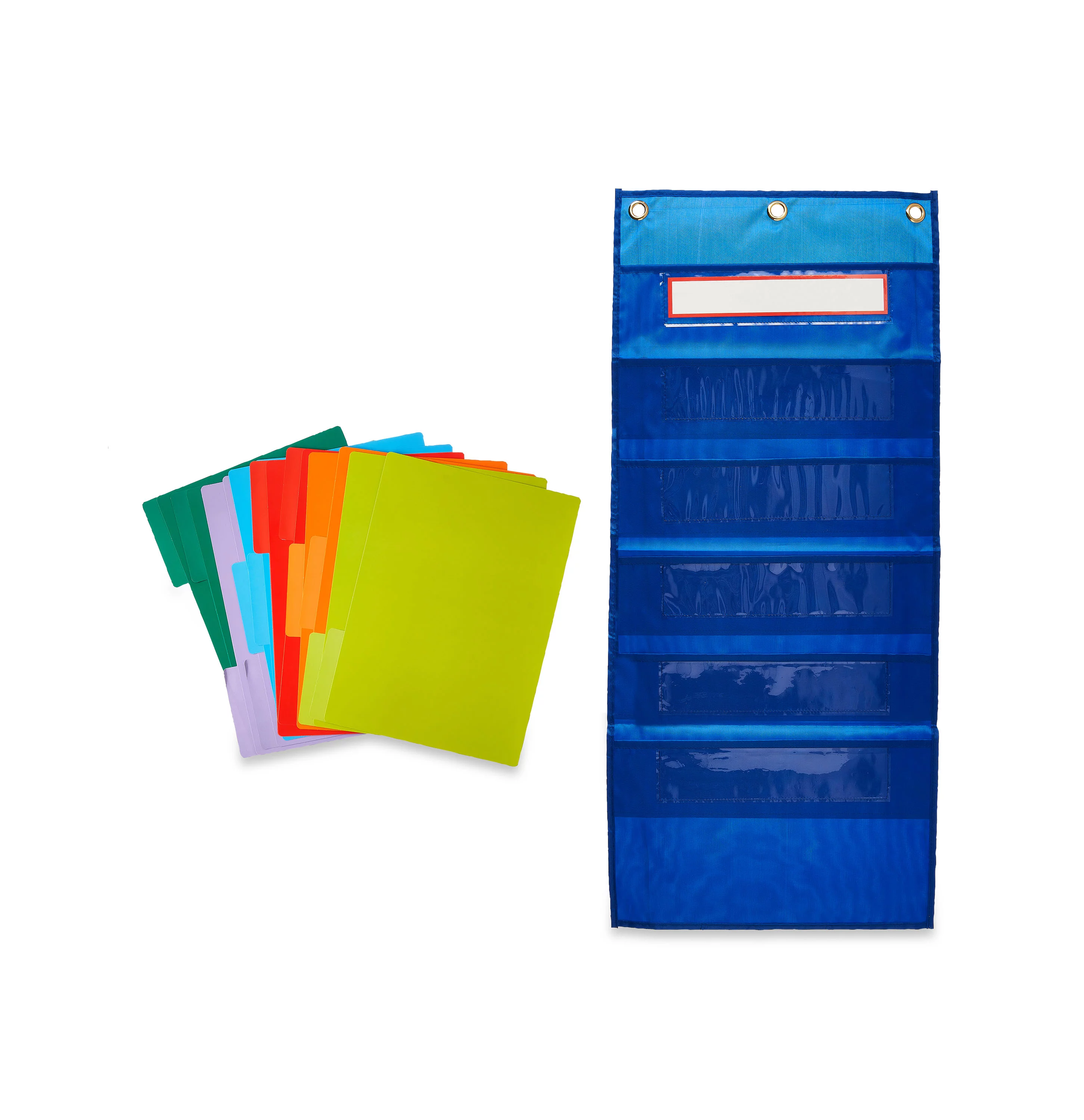 Pen + Gear Dry Erase Turn-in Pocket Chart with Folders, 6 Pockets with 6 Folders