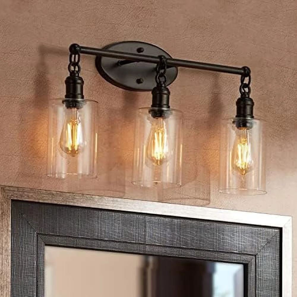 TJCGDTY Cloverly Rustic Farmhouse Industrial Wall Light Sconce LED Bronze Hardwired 11 3/4" High Fixture Clear Glass for Bedroom Bathroom Bedside Living Room Home Hallway Dining Kitch