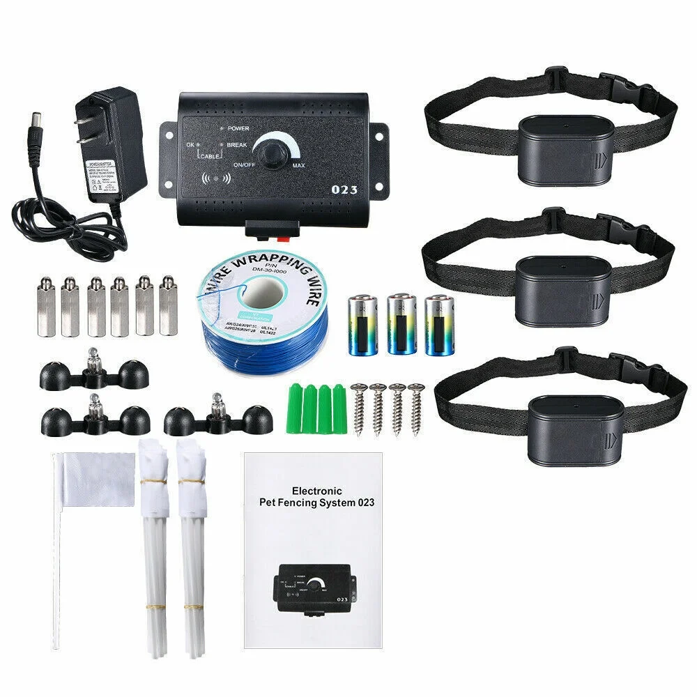 Quality Electric Dog Pet Fence System Waterproof Shock Collars For 2/3 Dogs US