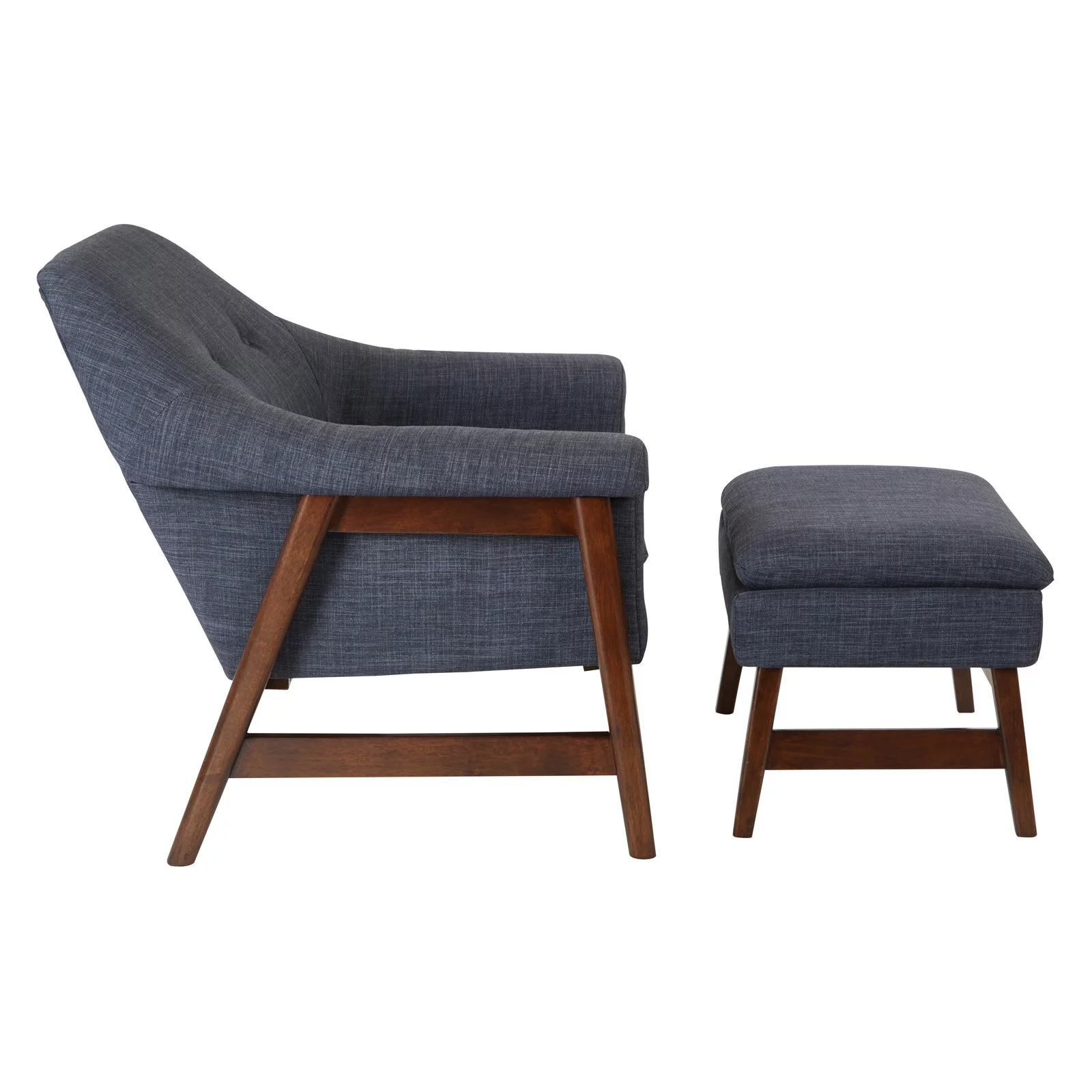 OSP Home Furnishings Flynton Chair & Ottoman in Green Fabric with Medium Espresso Frame ASM