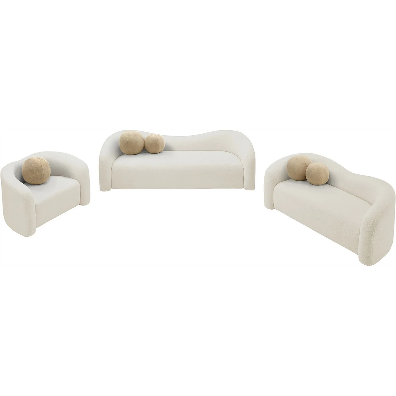 Meridian Furniture Kali Cream Faux Shearling Teddy Fabric Chair