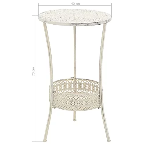 Tidyard Bistro Table Glass with Bottom Storage Basket Metal Counter Height Round Pub Table White for Kitchen, Dining Room, Cafe Indoor Outdoor Furniture 27.6 x 27.6 x 39.4 Inches (L x W x H)