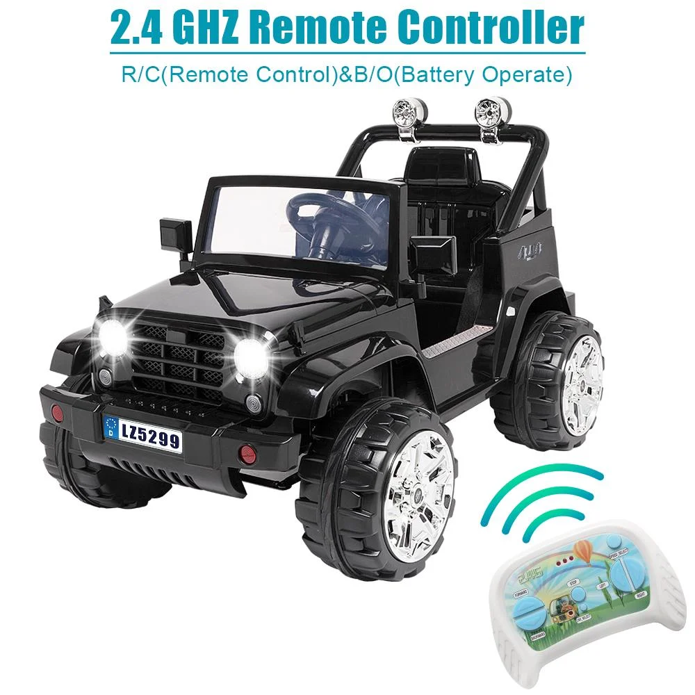 UBesGoo Ride-On Car Electric Car with 12V 7AH Battery Children Car Small Truck Dual Drive and 2.4G Remote Control Black