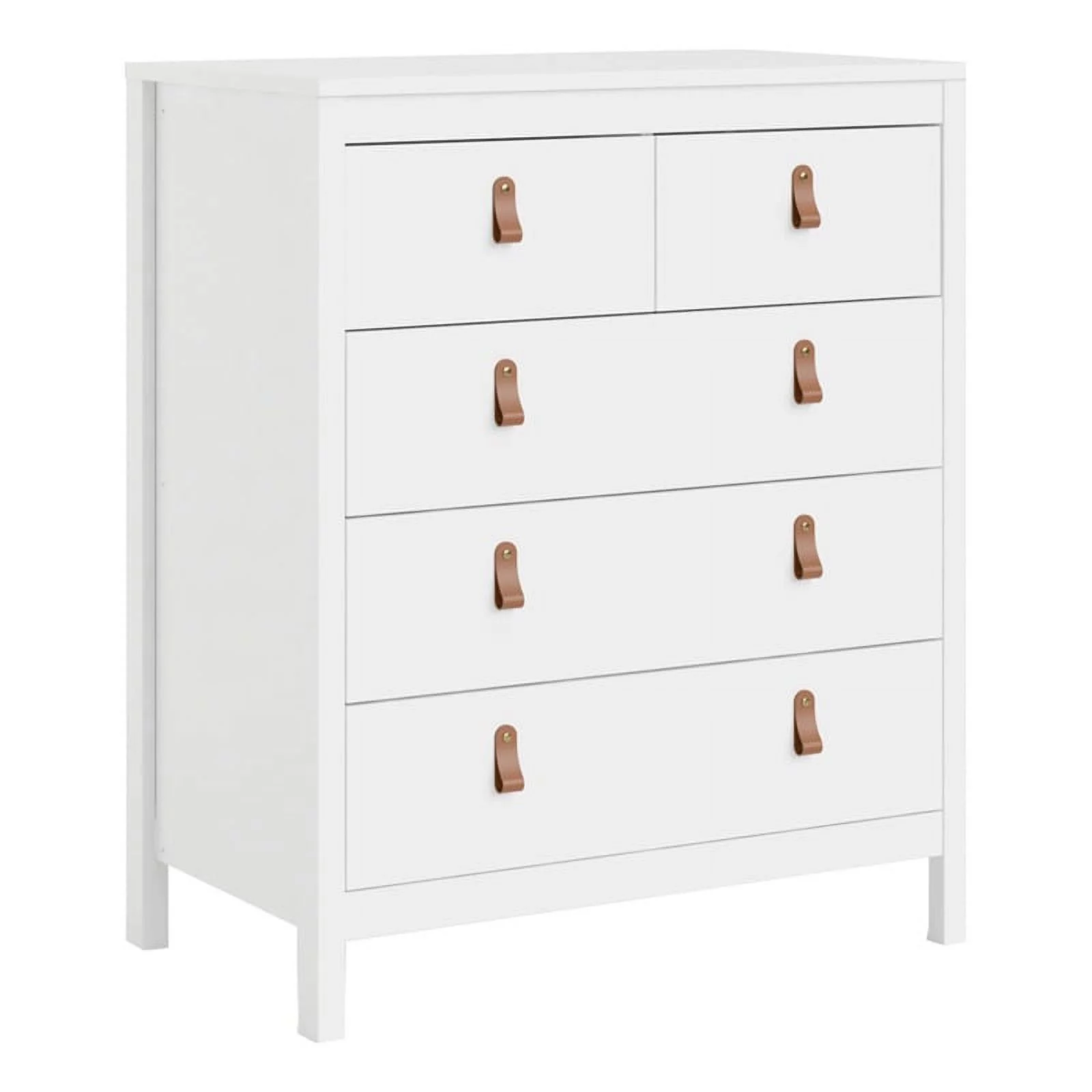 Pemberly Row Modern 5-Drawer Engineered Wood 2 Types Handles Chest in White
