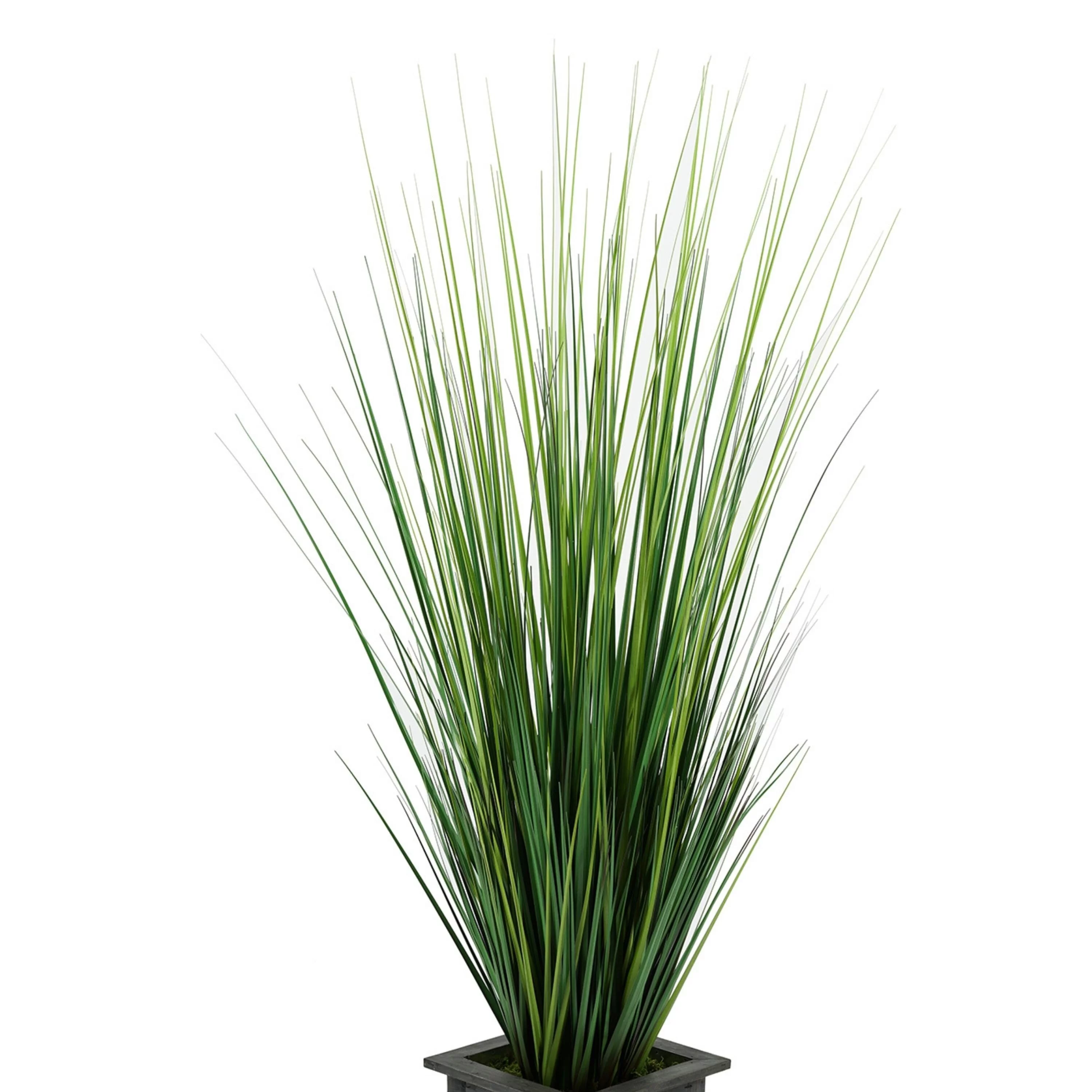 Faux PVC Grass in Tall Wood/ Metal Planter Black Diamond
