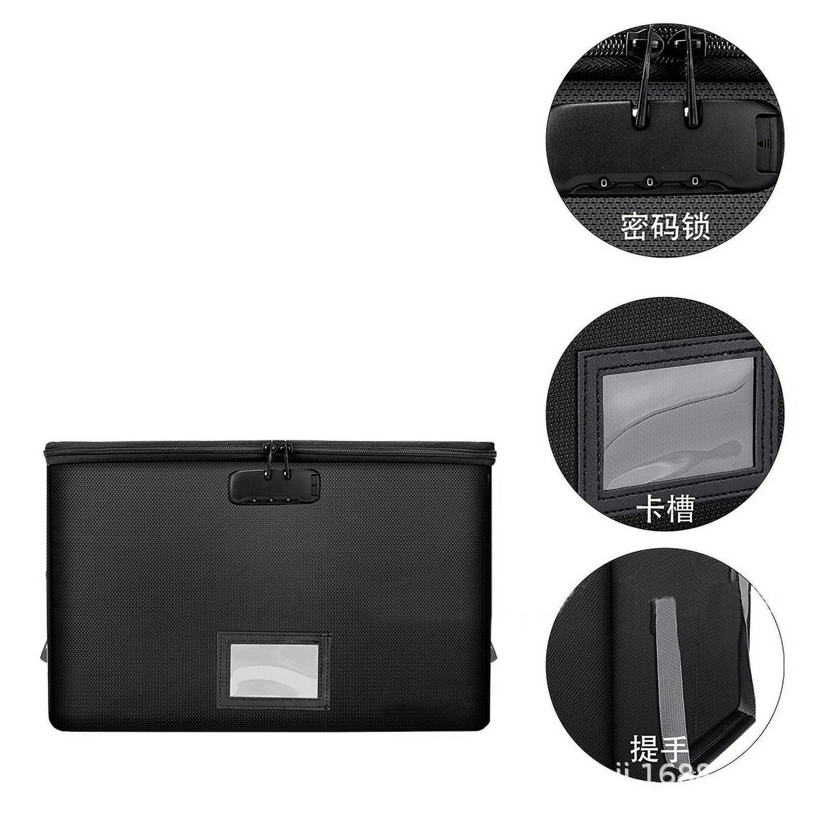 Chunhong Fireproof Document Box with Lock, Collapsible File Organizer Bag Waterproof, Portable Home Office Safe Filing Box Storage Bin with Handles for Letter/Paperwork/Passport