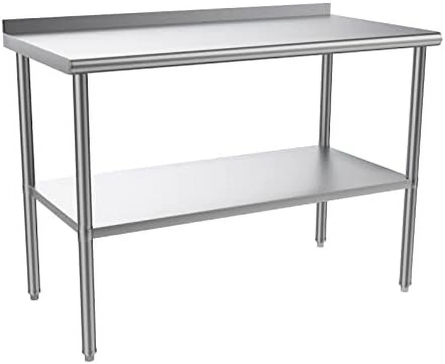 HYHBIBOOM 36'' x 24'' Stainless Steel Table for Prep & Work Commercial Worktables & Workstations Heavy Dut Metal Table with Adjustable UnderShelf & Backsplash