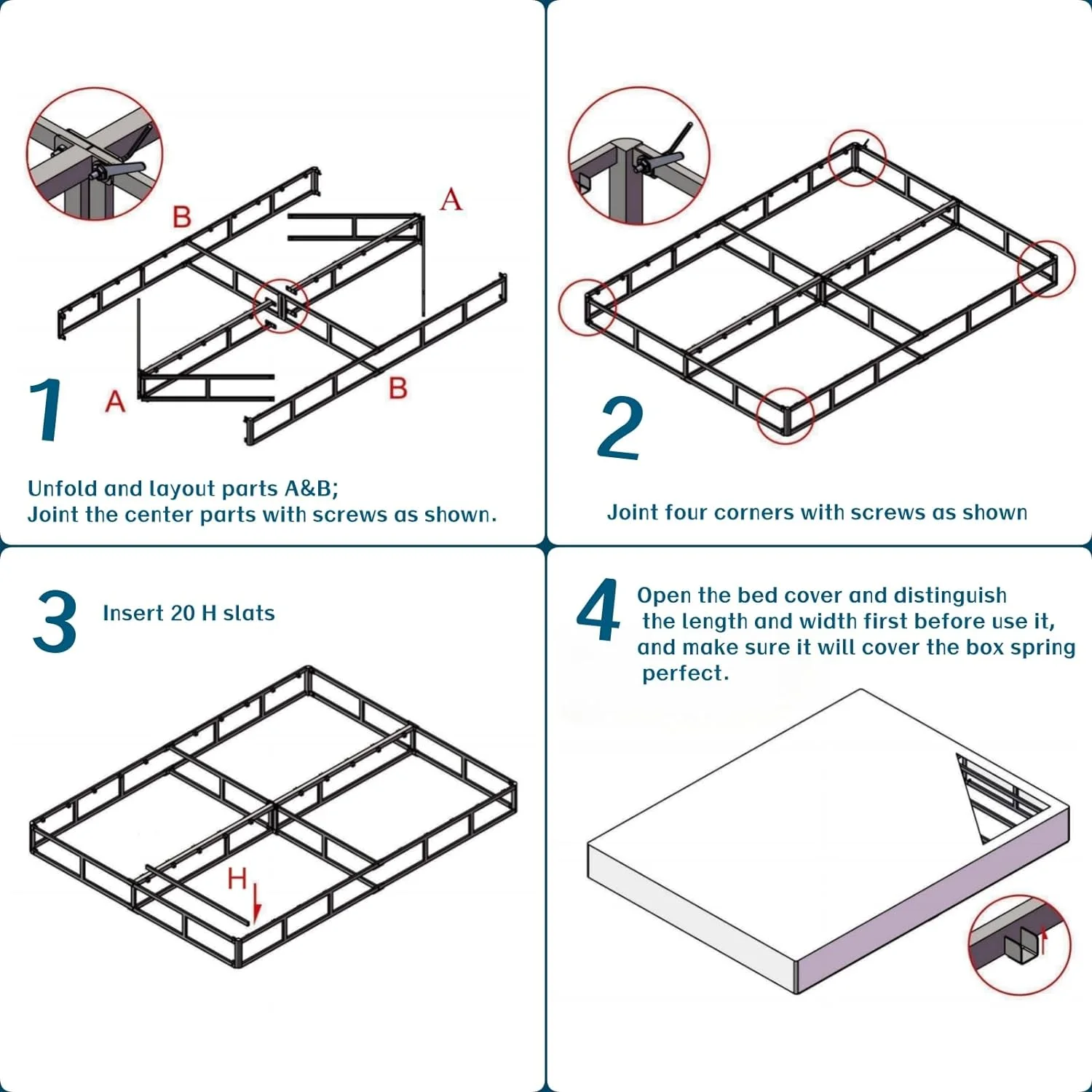 YILAN Twin-Box-Spring, 9 Inch Metal Twin Box Spring Only, Mattress Foundation Box Spring Twin with Fabric Cover, Easy Assembly, Noise Free, Non Slip