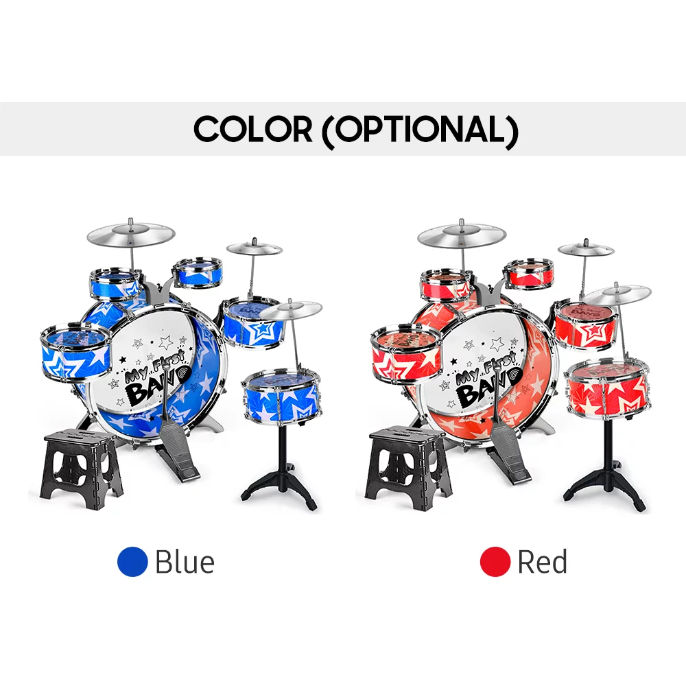 GoolRC Drum set,Set Drum Kit Musical Kids Children Kids Children Junior 6-piece Kids Drum Stool Mbal Pedal Kit Jazz Drum Drumsticks Percussion Musical Pedal Drumsticks Percussion Set With Stool Moweo