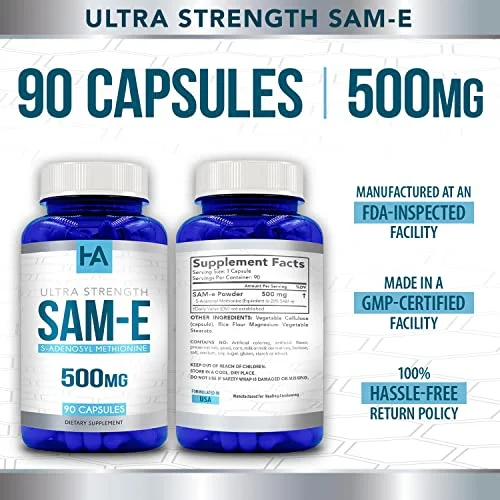 Healing Awakening SAM-e 500mg 90 Capsules (S-Adenosyl Methionine)