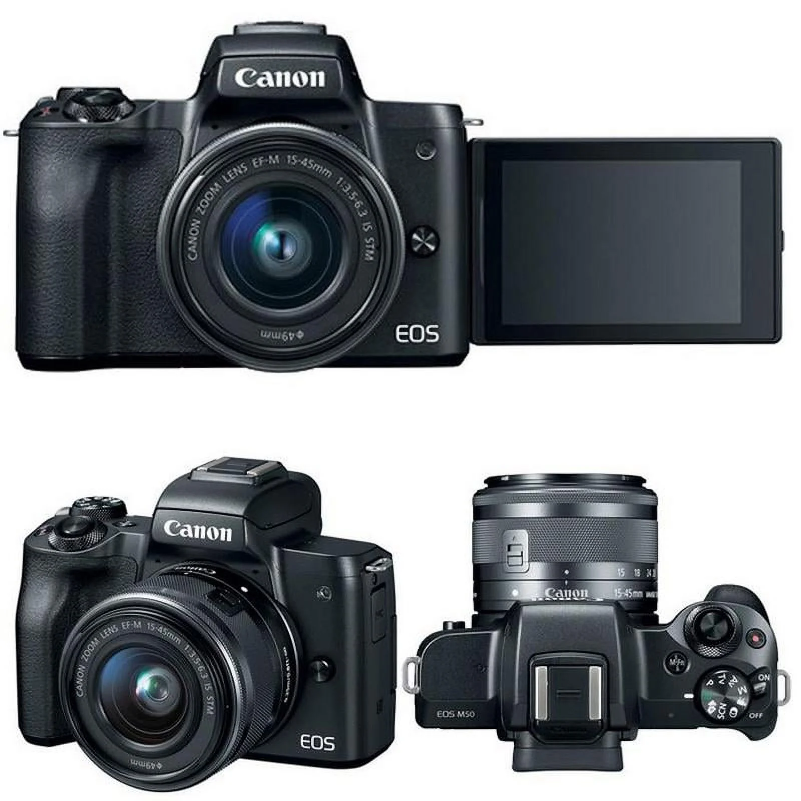 Canon EOS M50 Mirrorless 24.1MP Digital Camera Black with 15-45mm is STM Lens and 28mm Macro is STM Lens