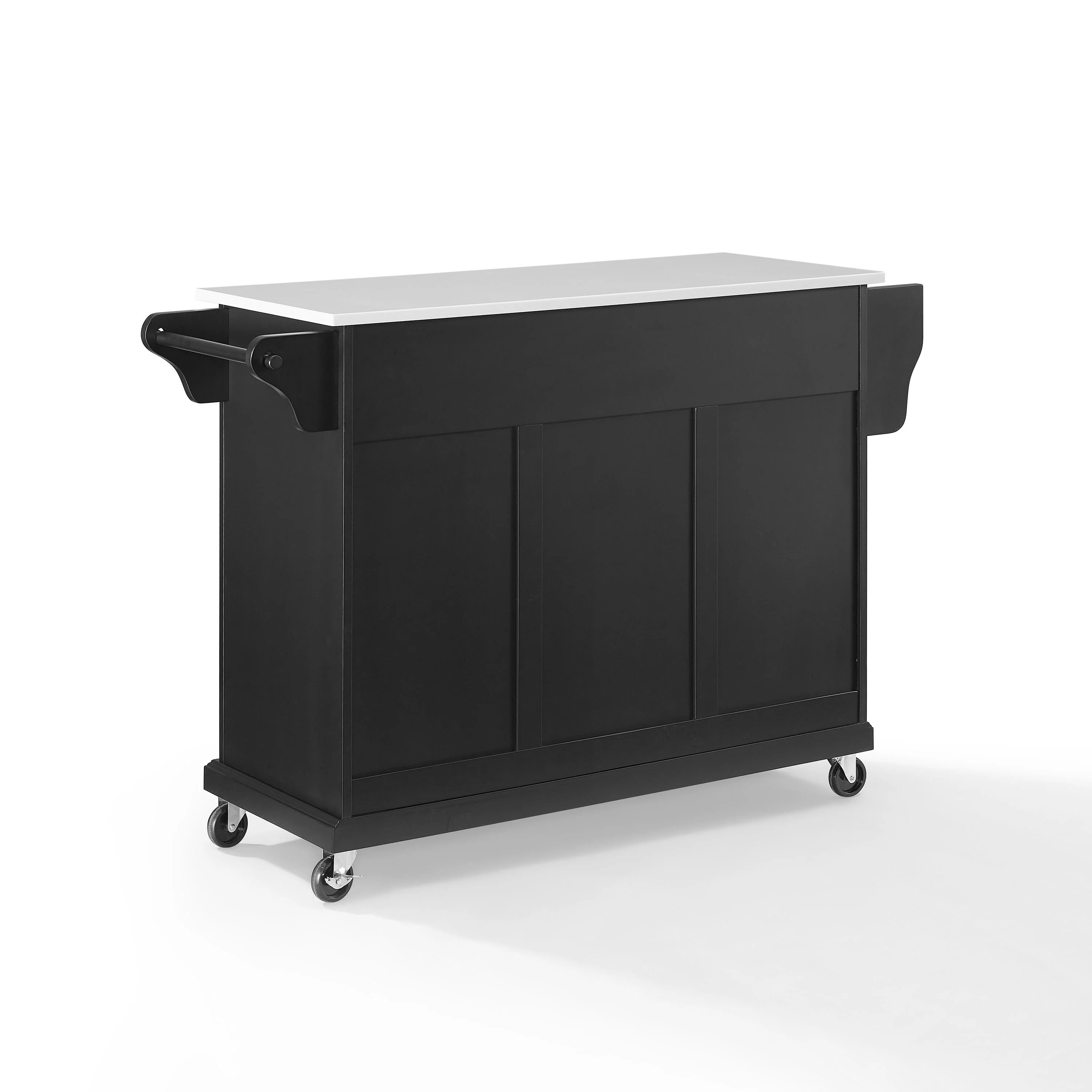 Crosley Furniture Wood Granite Top Kitchen Cart in Black/White