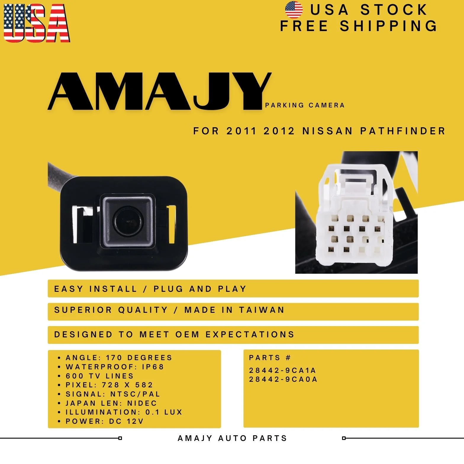 Backup Camera Replaces for 11-12 Nissan  Pathfinder 28442-9CA1A 28442-9CA0A