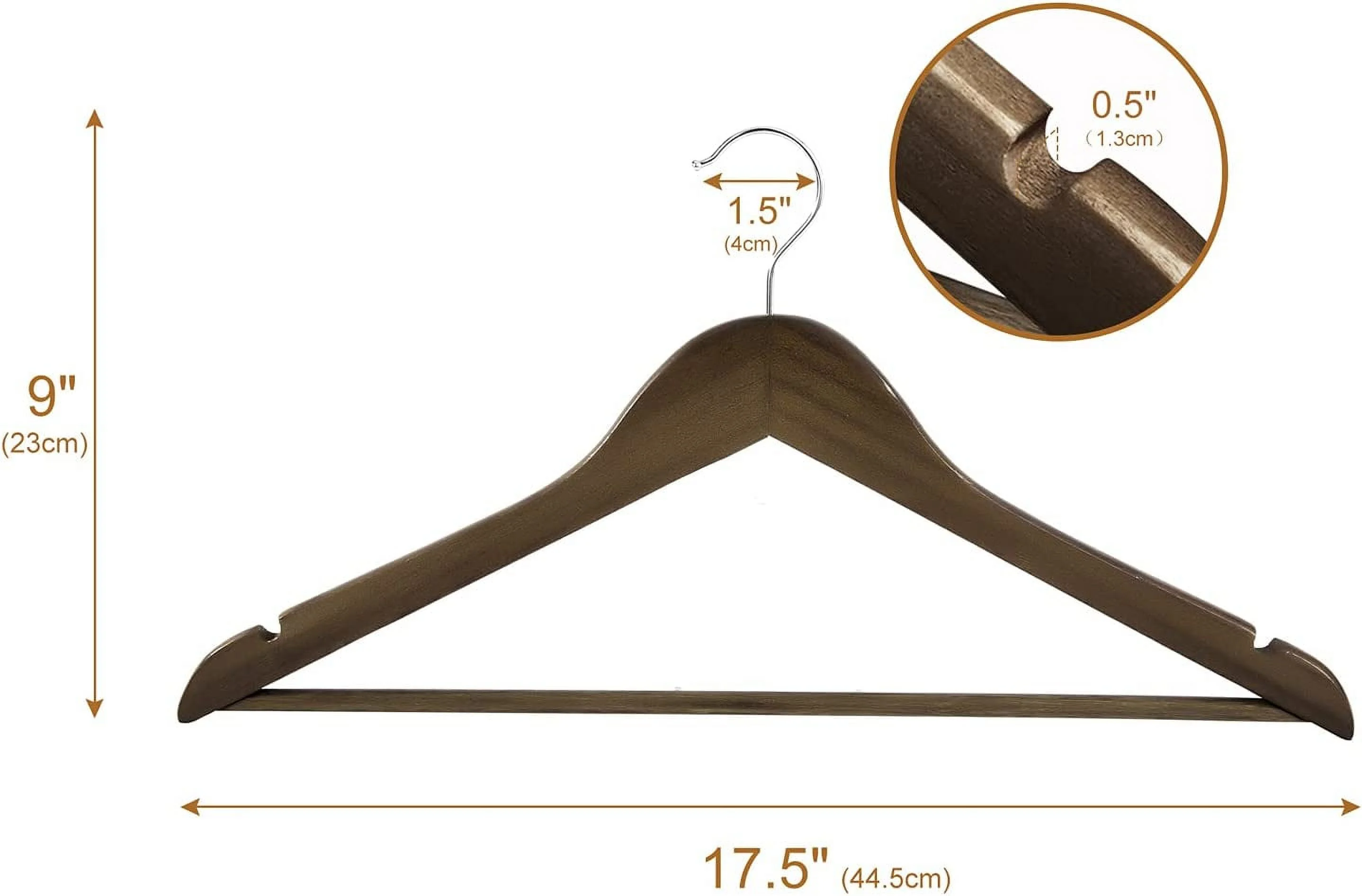 cozymood Hangers Wooden Hangers 20 Pack Wooden Clothes Hanger Wooden Hanger Bulk Walnut Smooth Finish Wood Hangers Premium Wooden Hangers for Clothes Suit