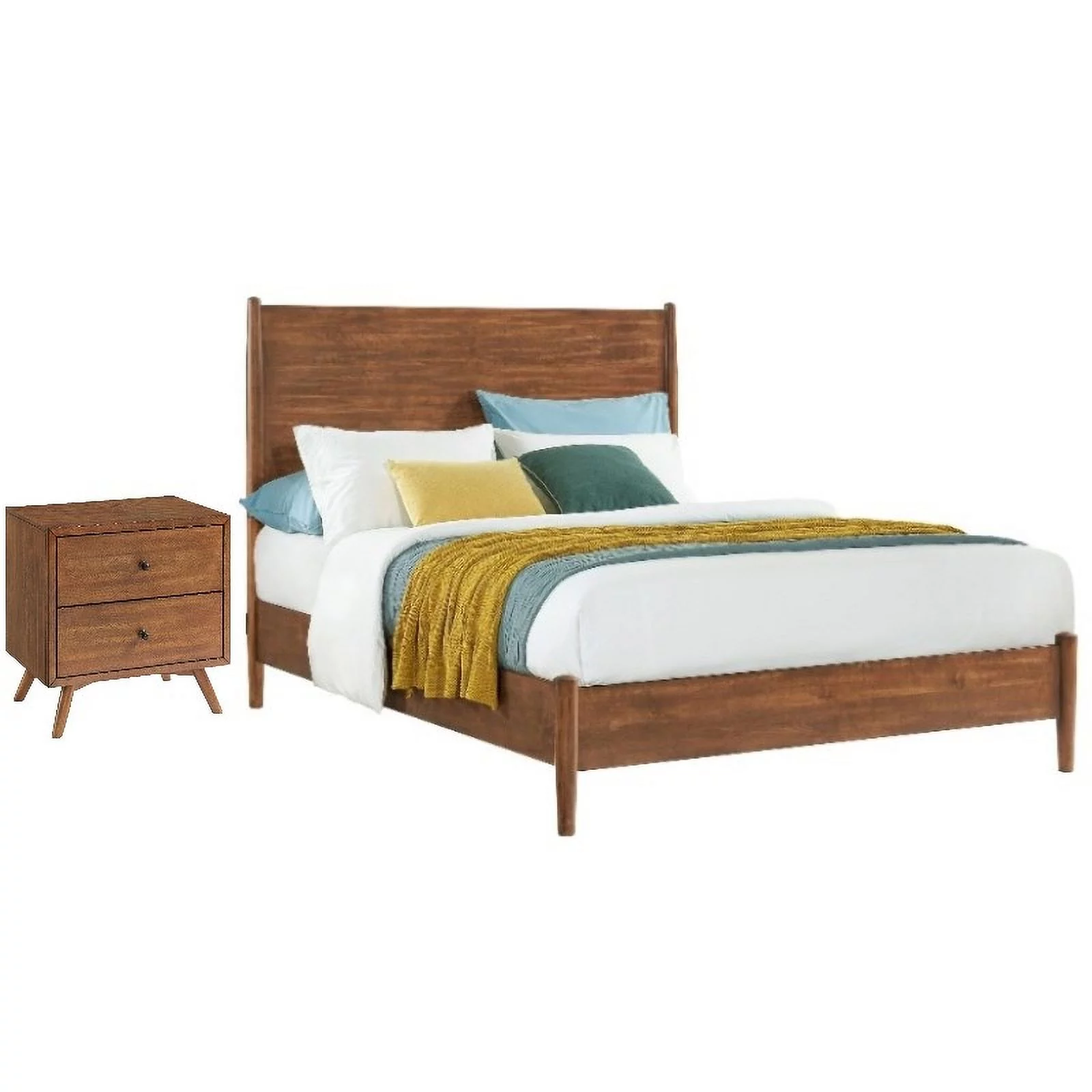 Home Square 2-Piece Set with Cinnamon Queen Bed & 2 Drawer Nightstand