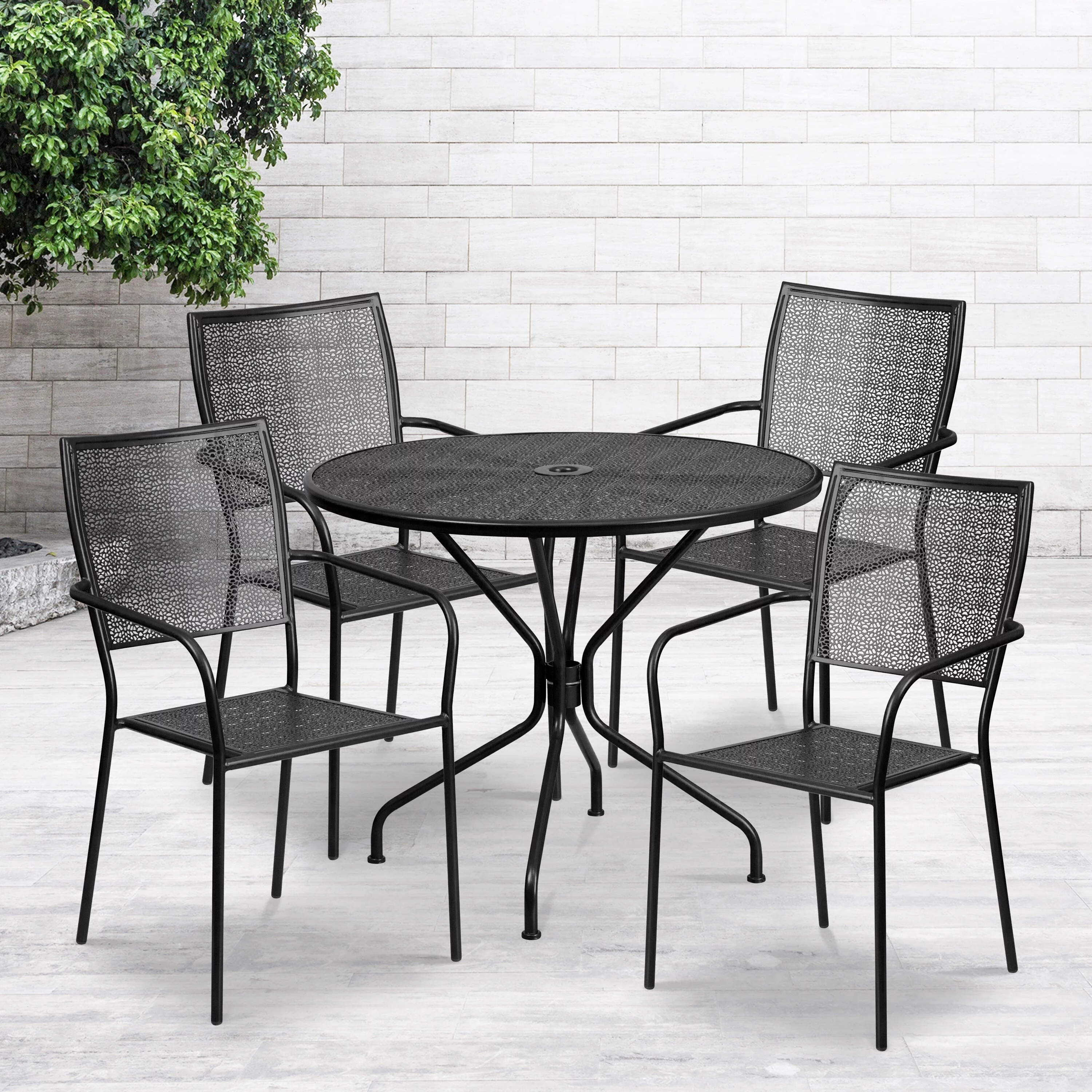 Flash Furniture Steel 5-piece 35.25-inch Round Indoor-Outdoor Dining Set Light Gray