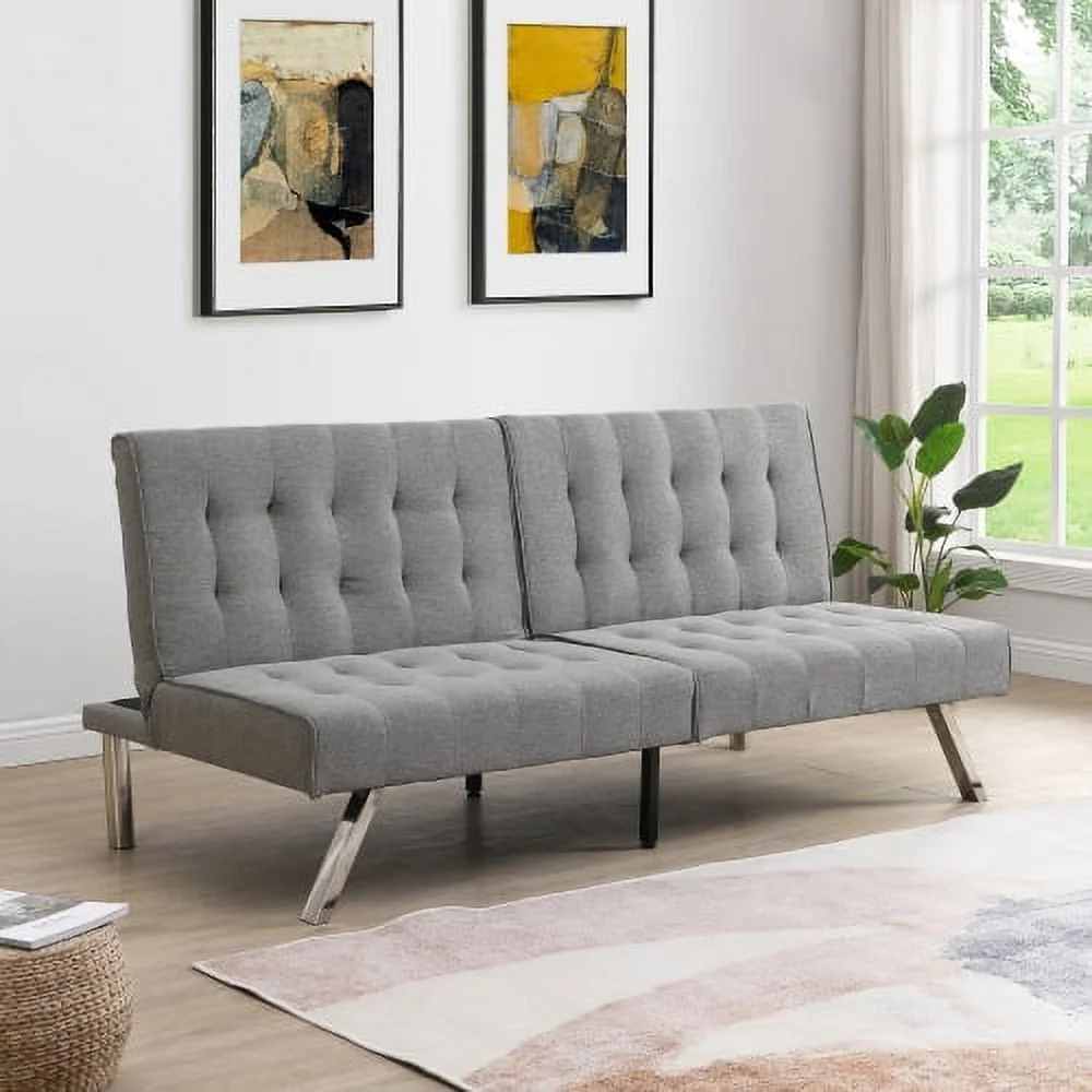 DremFaryoyo WOOD FRAME  STAINLESS LEG  FUTON  SOFA BED GREY
