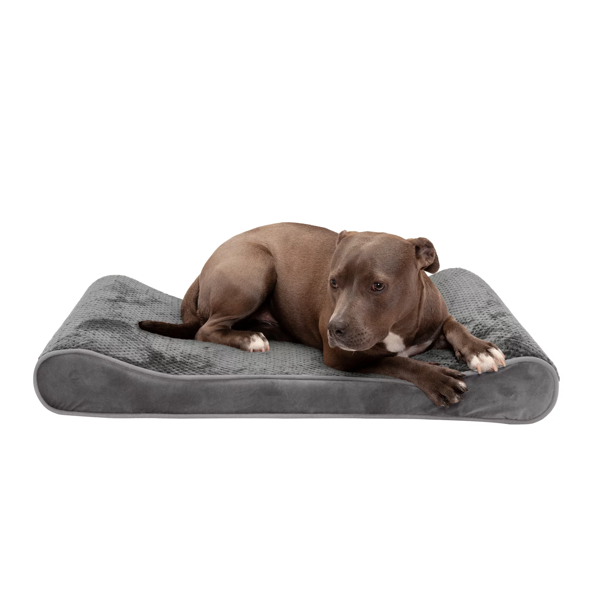 FurHaven Pet Dog Bed | Cooling Gel Memory Foam Orthopedic Minky Plush & Velvet Luxe Lounger Pet Bed for Dogs & Cats, Gray, Large