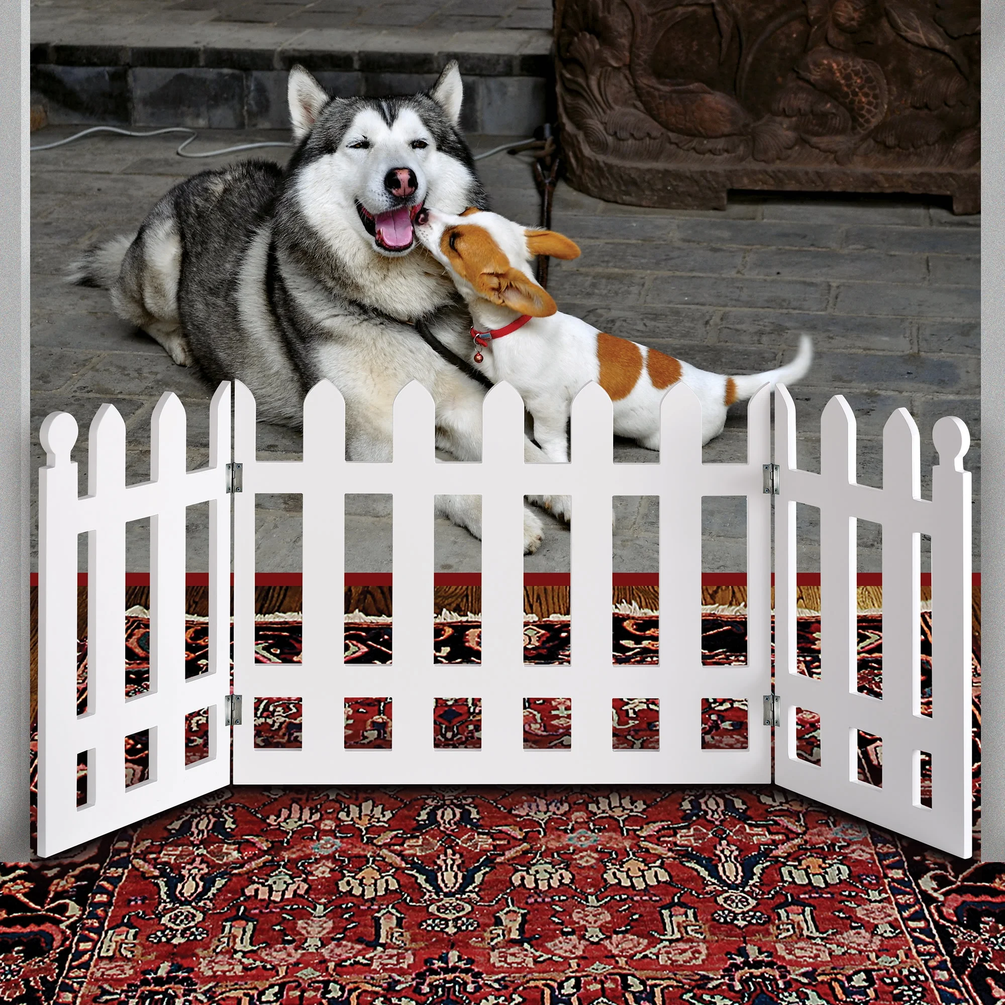 Etna Products Folding White Picket Fence Free Standing Pet Gate. 19