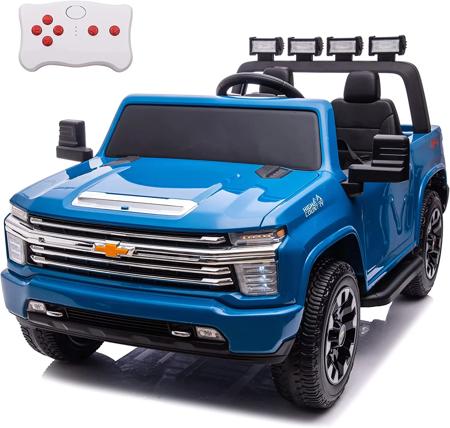 NEWWARE 24V Kids Ride on Car,Licensed Silverado HD 2 Seater Electric Car for Boys Girls,Kids 24V 2 Seater Ride On Car with Remote Control,24V Ride on Truck,Music,ABC,Electric Vehicle,Blue
