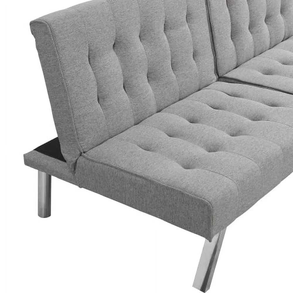 DremFaryoyo WOOD FRAME  STAINLESS LEG  FUTON  SOFA BED GREY
