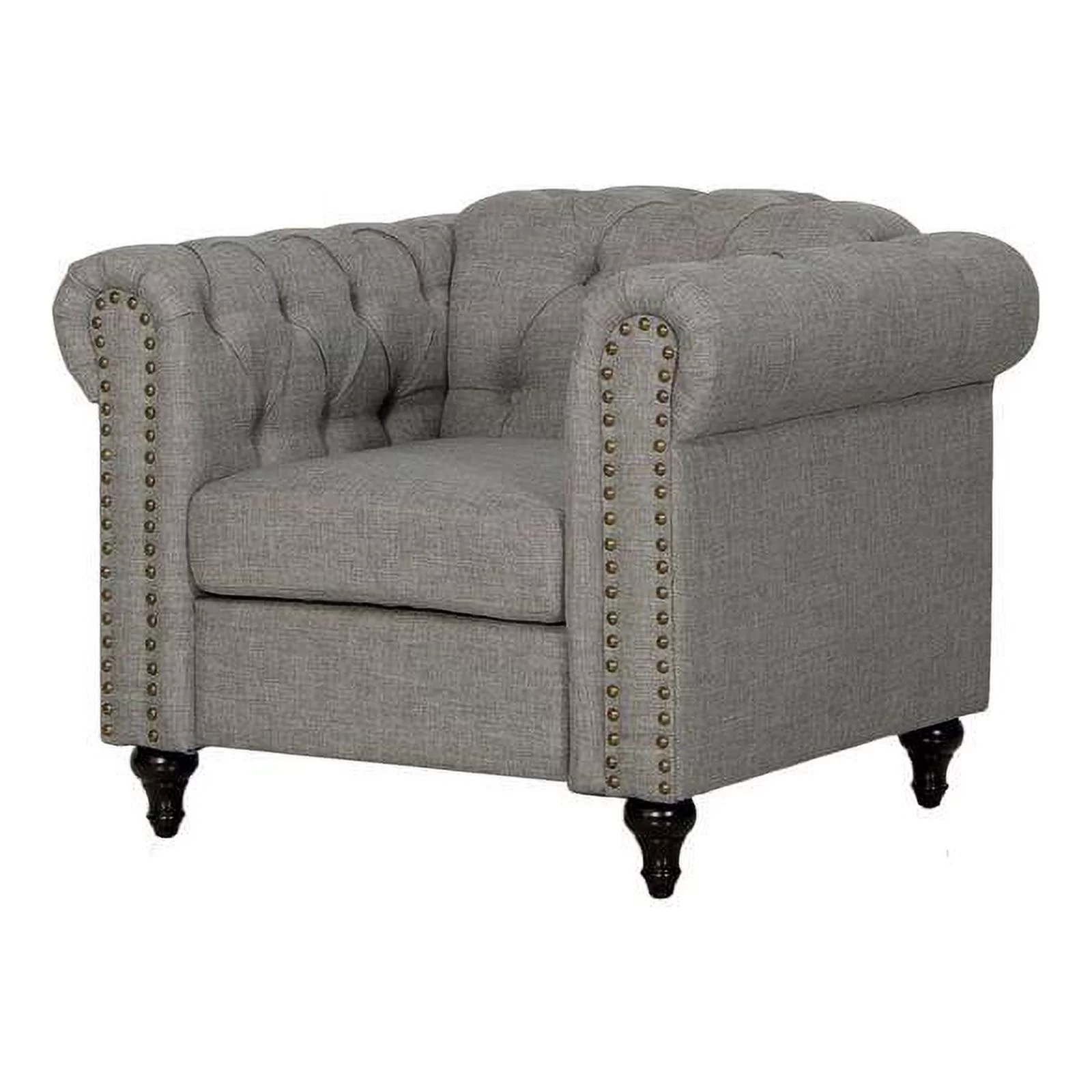 2 Piece Living Room Tufted Sofa Set with Loveseat and Armchair in Gray