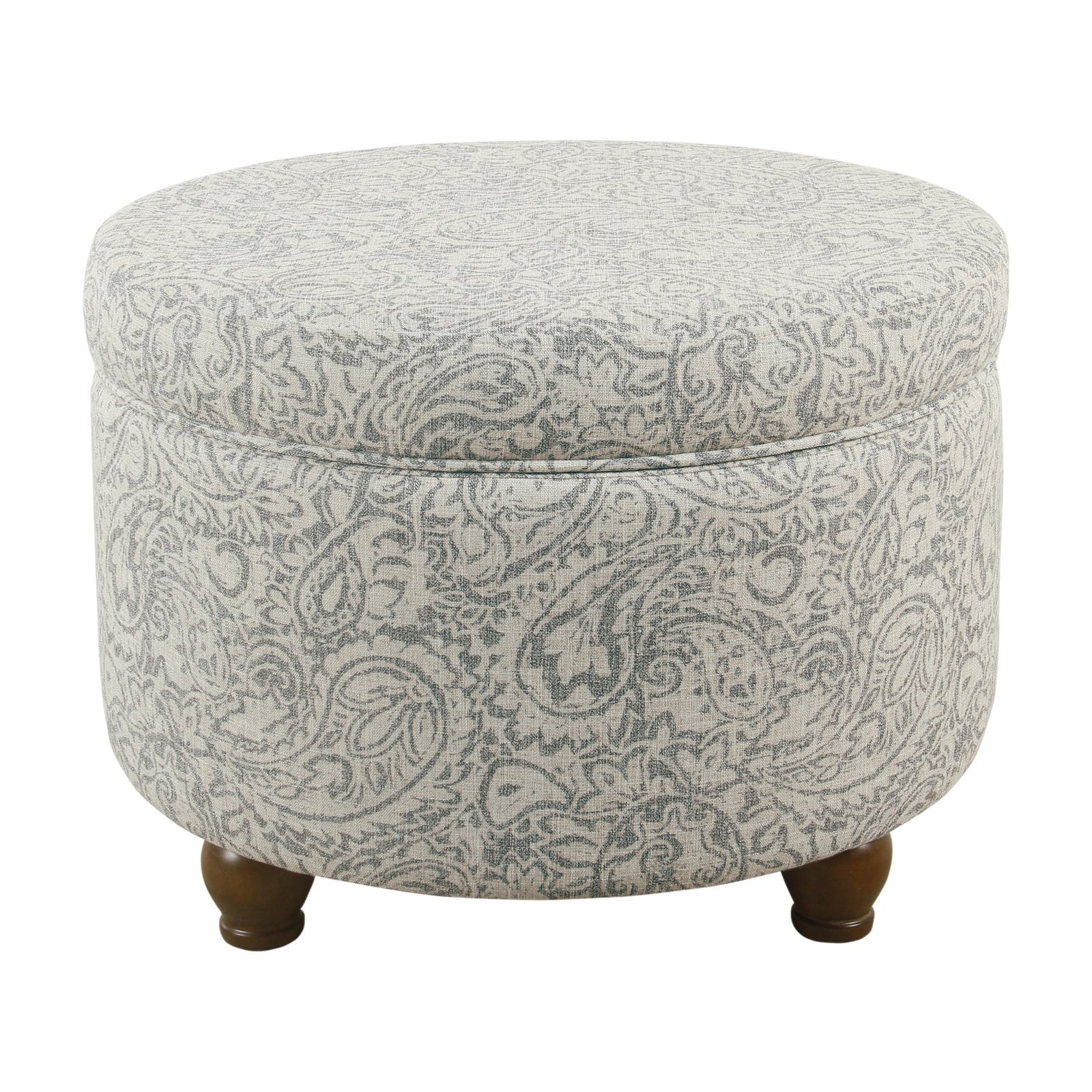 HomePop Storage Ottoman, Gray Floral