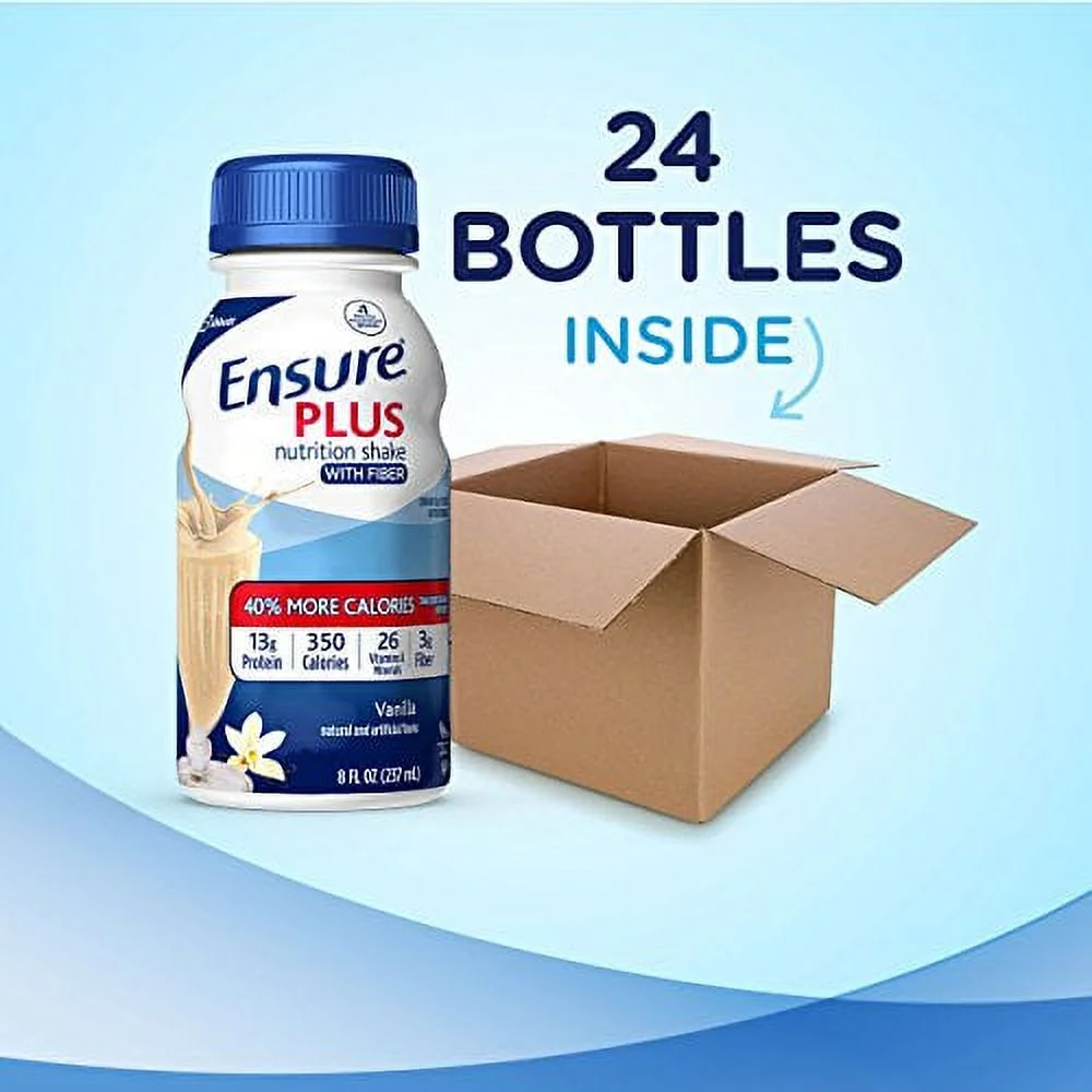 Ensure Plus with Fiber Oral Supplement Vanilla 8 oz Bottle Abbott 67086, 24 Ct