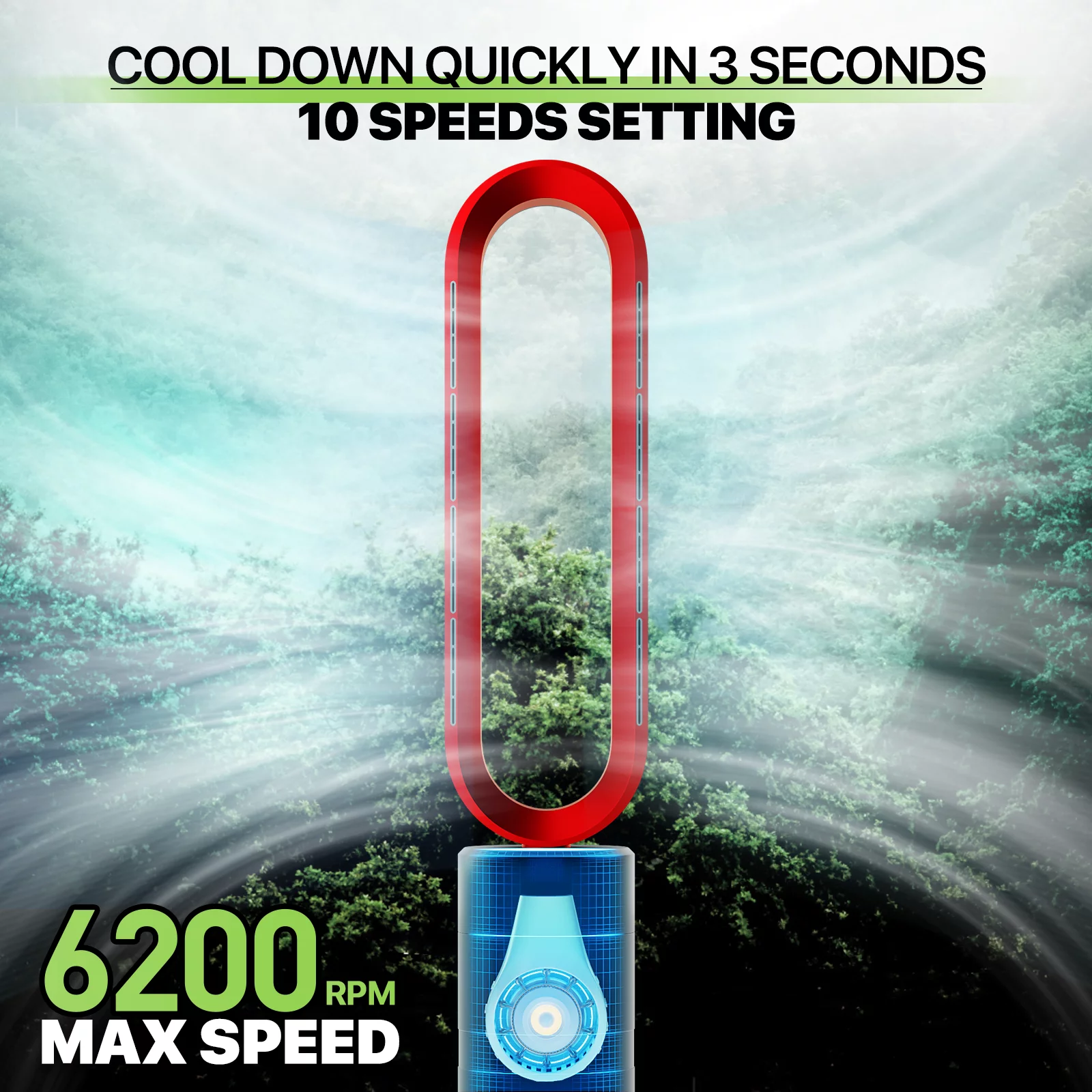 Magshion 2 in 1 Space Heater Bladeless Tower Fan, 31