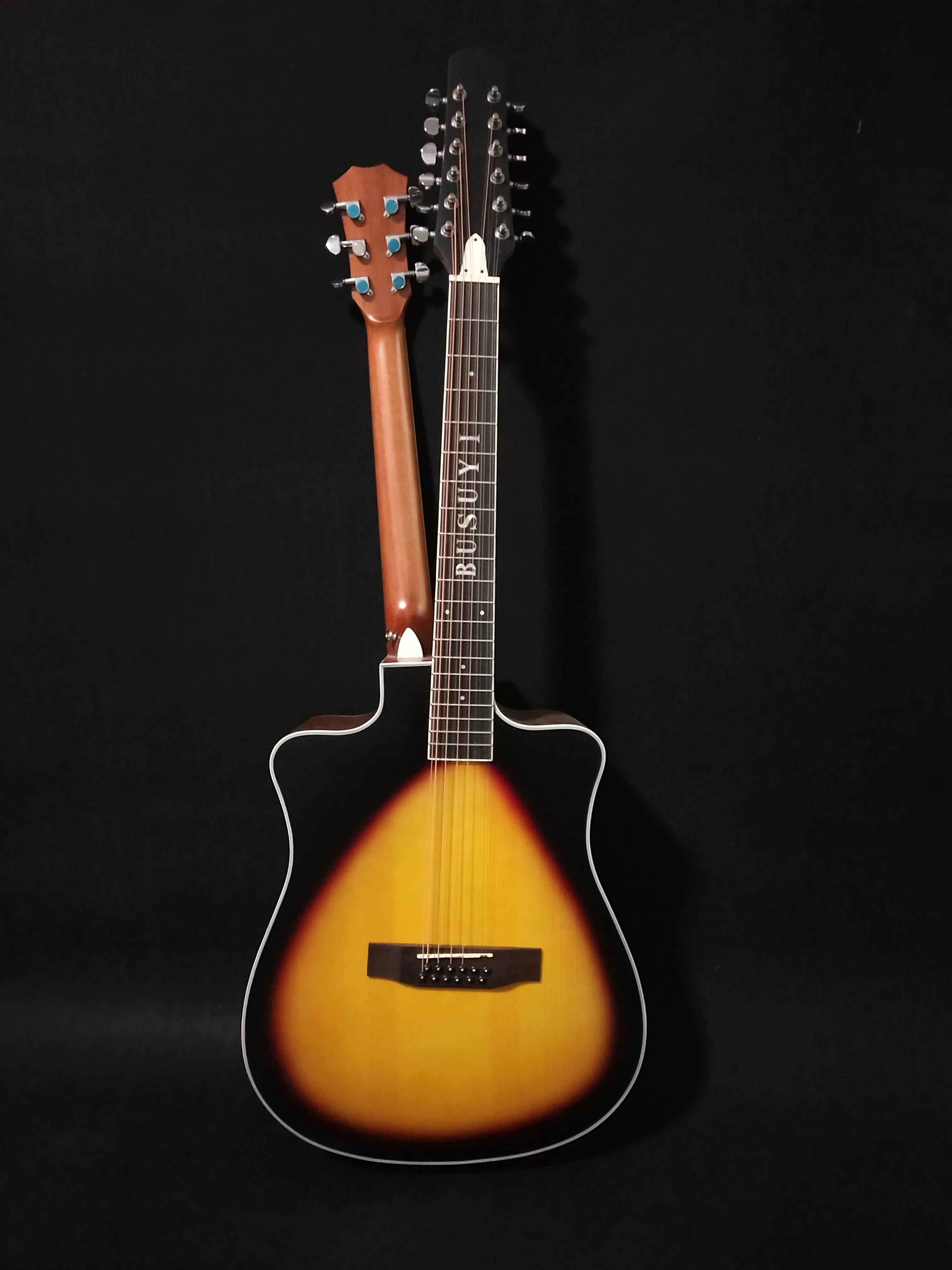 12 String Acoustic / 6 String Acoustic, Double Sided, Travel, Busuyi Guitar, (Sunset) All Levels