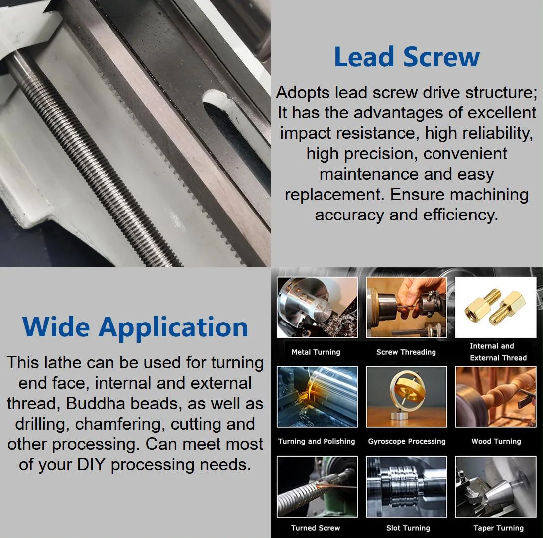 Techtongda WM210V Precision Instrument Metal Lathe Metal Bench Lathe Inch Thread Brushless Motor 8