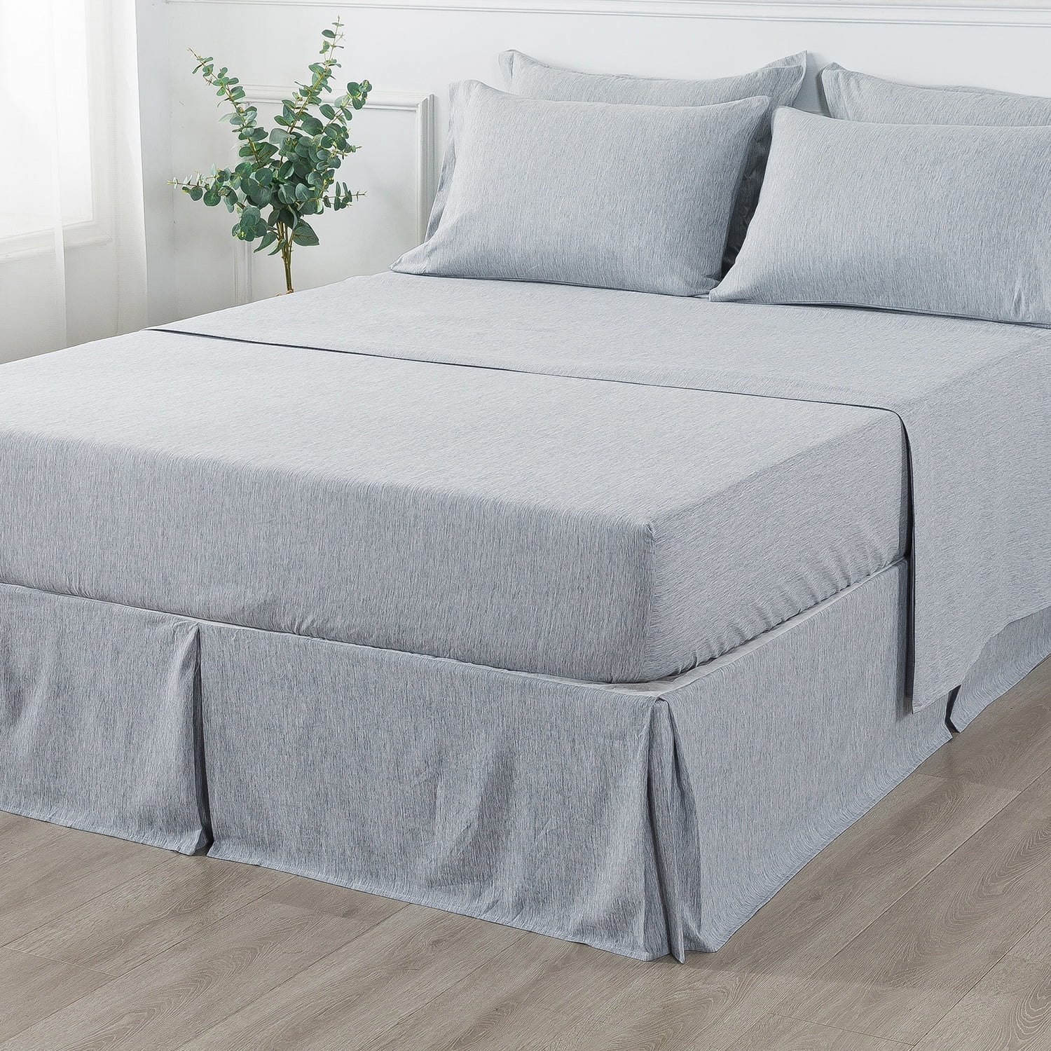 JML Cationic 8 Piece Comforter Set Ultra Soft Greyish-Blue Twin 6 Piece