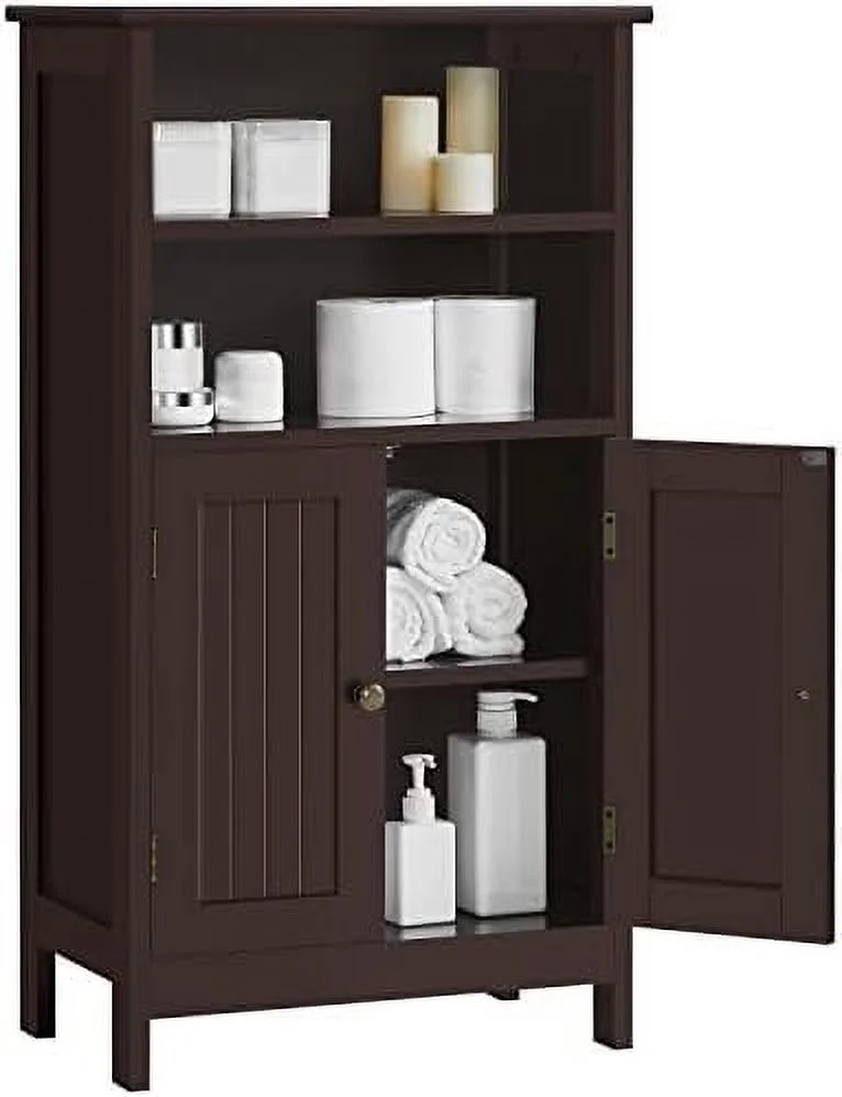 ZWBDJYC Bathroom Floor Cabinet  Free Standing Cabinet with Double Door and Inner Adjustable   Shelved  Organizer for Living Room/Kitchen/Hallway/Home Office  Espresso