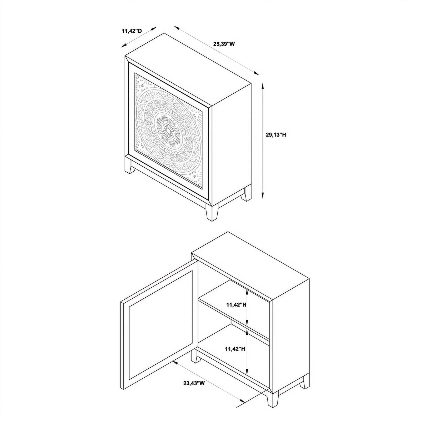 Pemberly Row Transitional Veneer Wood Accent Cabinet in Dark Gray