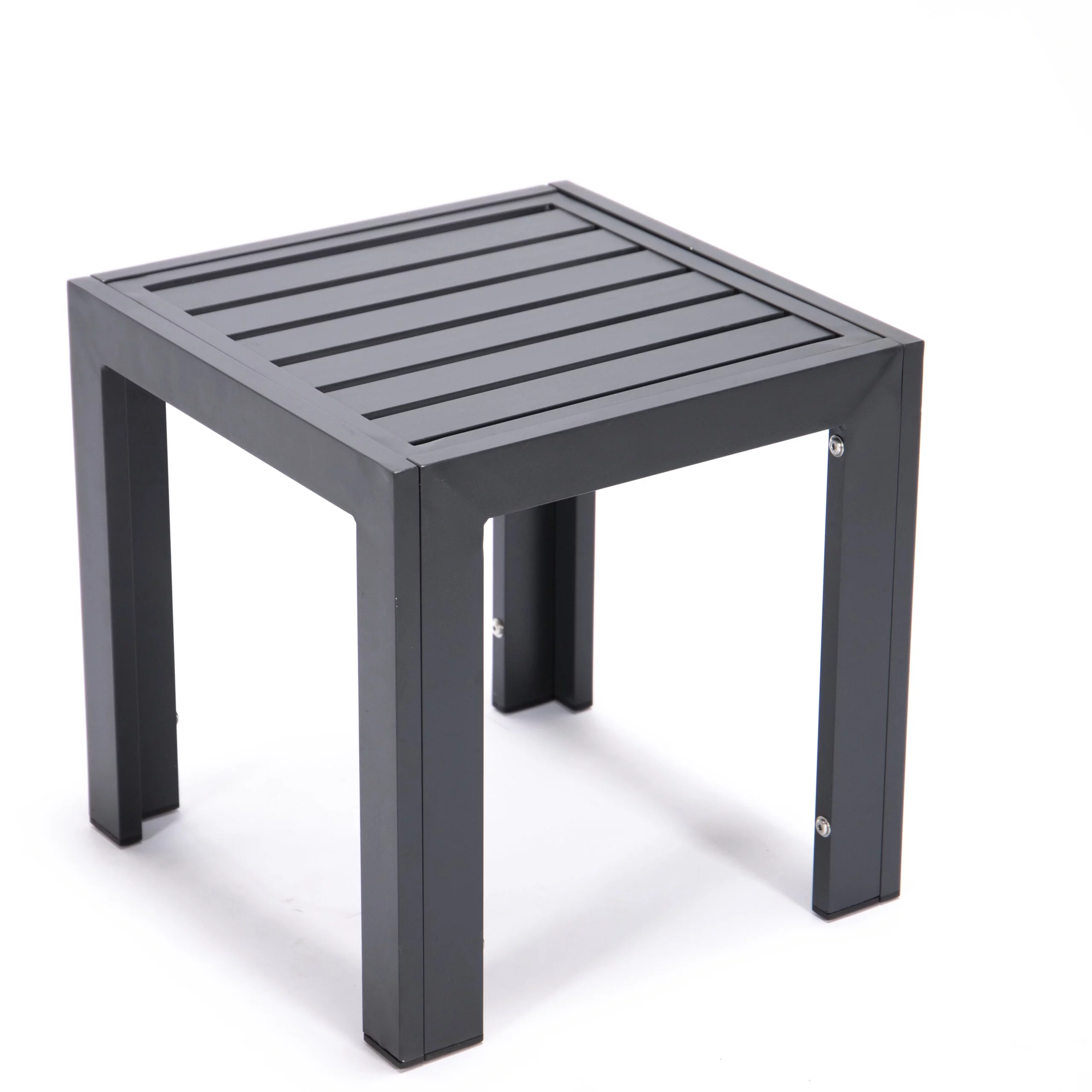 LeisureMod Chelsea Modern Aluminum Patio Side Table in Black