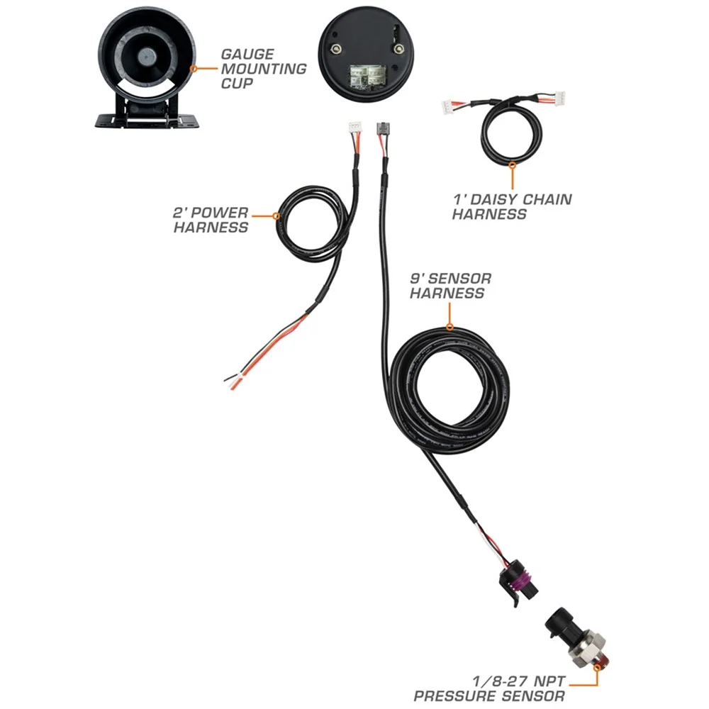 GlowShift Black Elite 10 Color Oil Pressure Gauge
