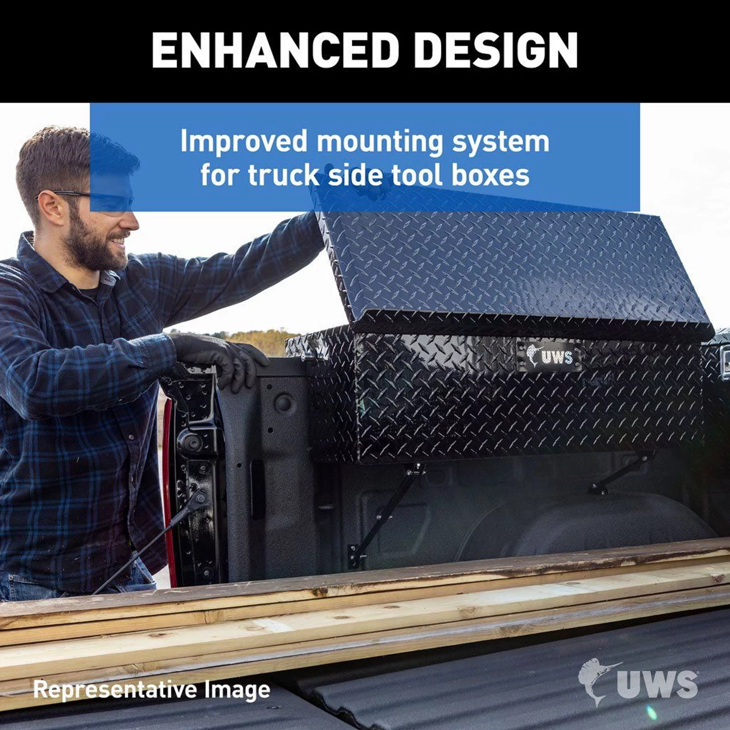 UWS C30142-MK2 72 In Aluminum Truck Bed Side Tool Box, Gloss Black