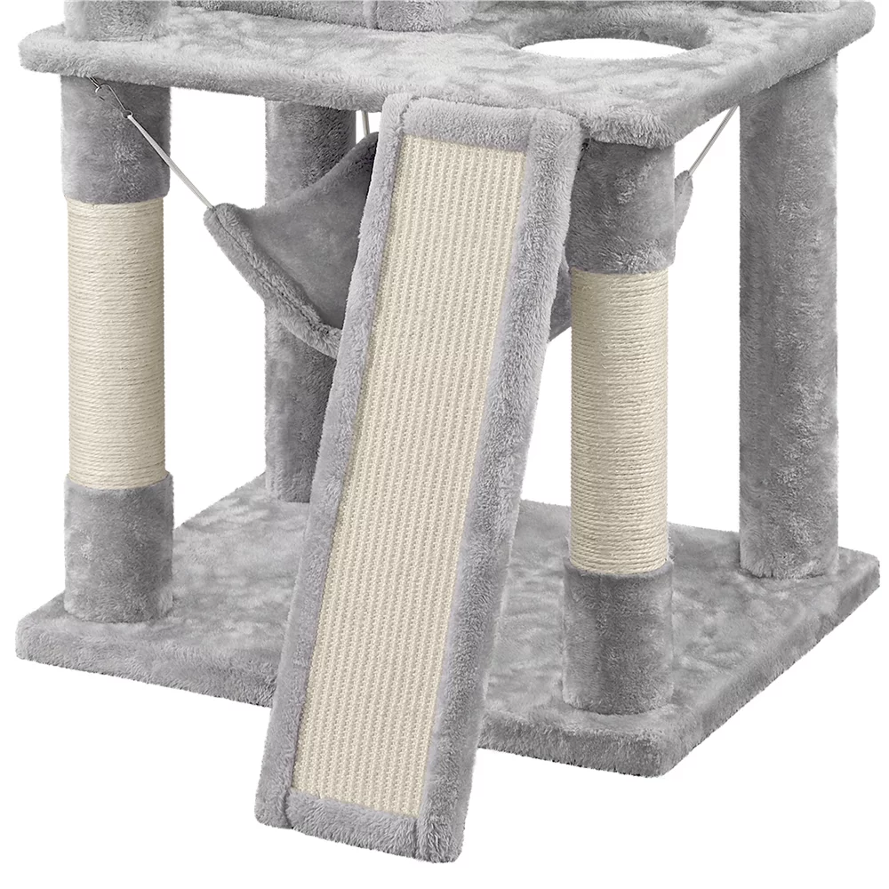 Easyfashion 60.5-inch Tall Cat Tree Cat Tower with Condo, Light Gray