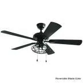 Home Decorators Collection Ellard 52 in. LED Indoor Matte Black Ceiling Fan with Light
