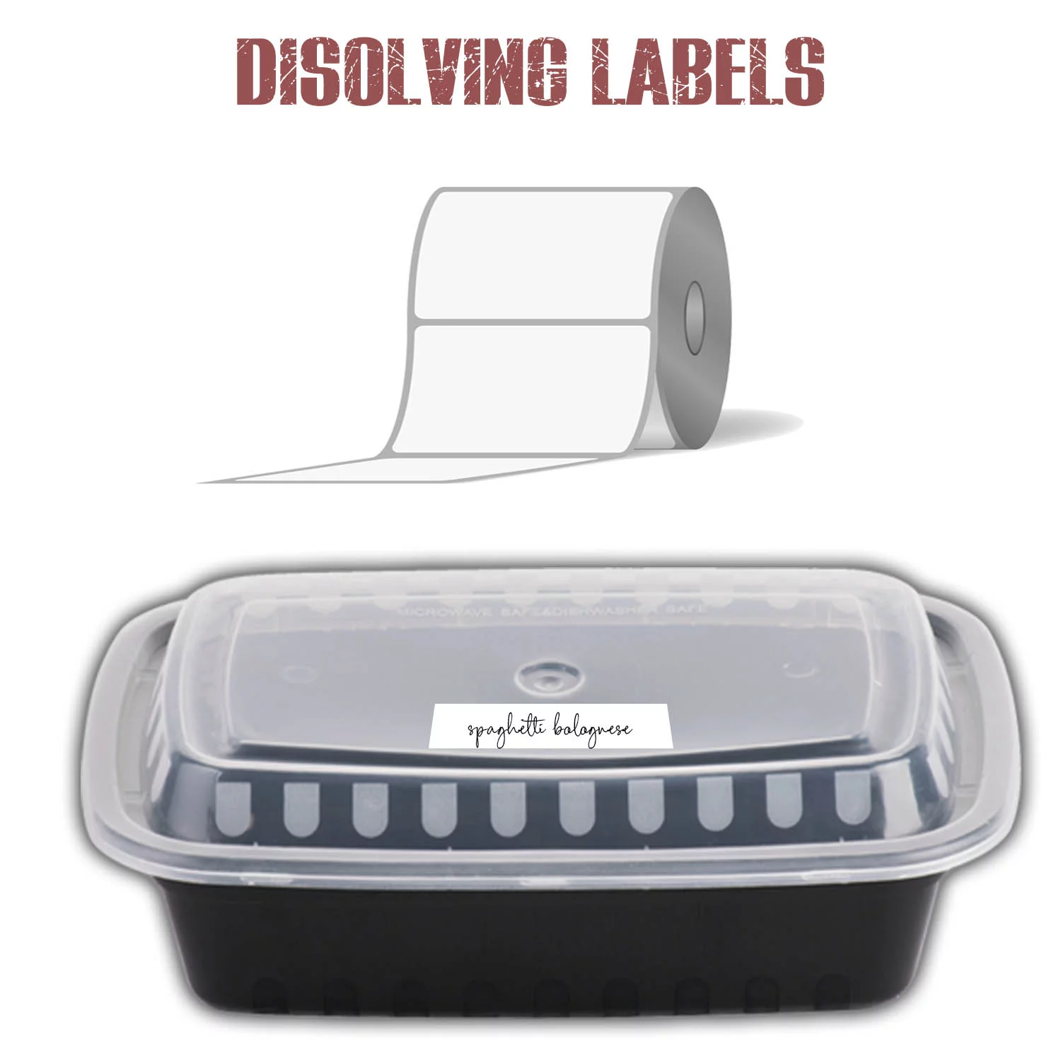Meal Prep Containers And Lids And Labels Set: (25 Pk) Rectangle Reusable Microwavable BPA Free Food Container With Lid + (500) Dissolving Labels, Great For Prepping And Planning Take Out